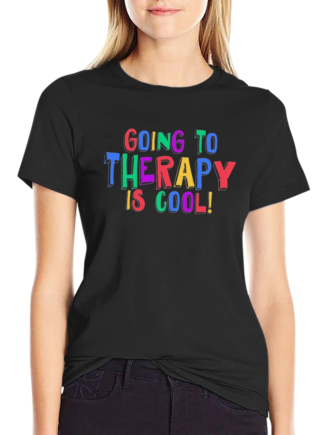 Black Therapy is Cool Graphic T-Shirt view 2