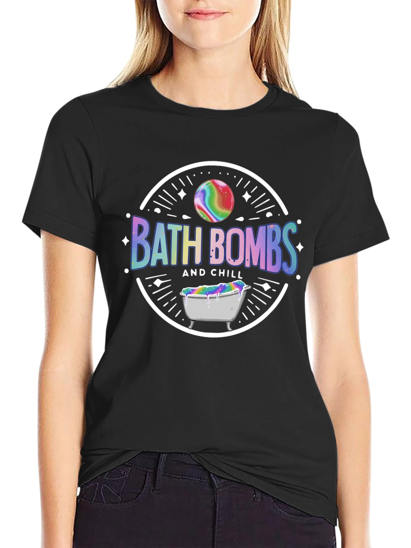 Black Bath Bombs and Chill Graphic Tee view 2