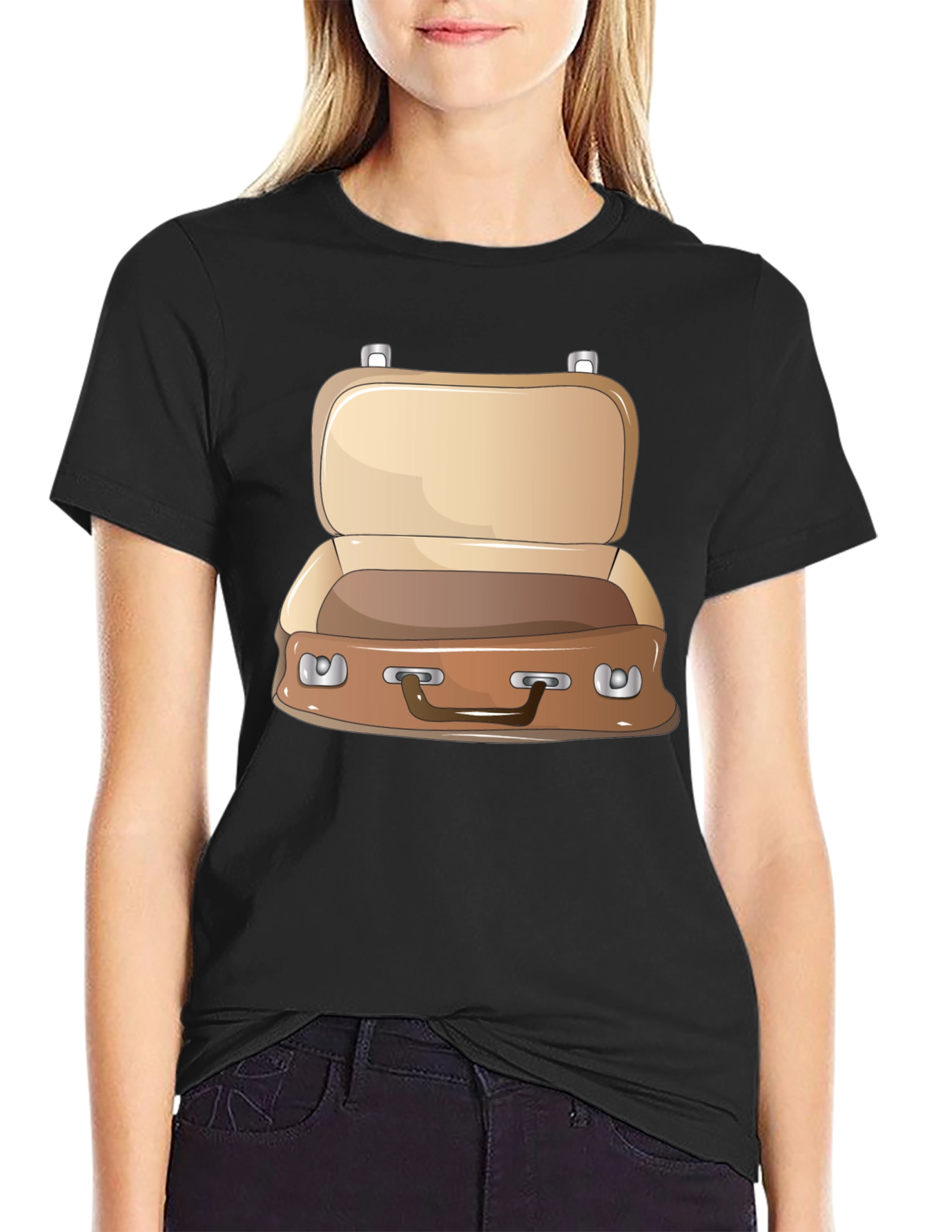 Black Open Suitcase Graphic T-Shirt view 2