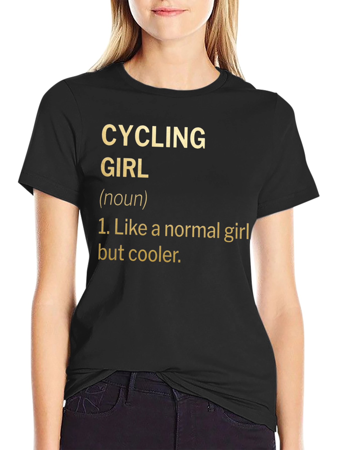 Black Cycling Girl Definition T-Shirt - Cool Biker Tee view 2