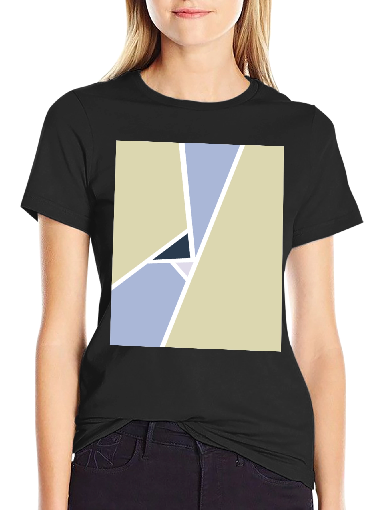 Black Geometric Minimalist Graphic Tee - Modern Art Style view 2