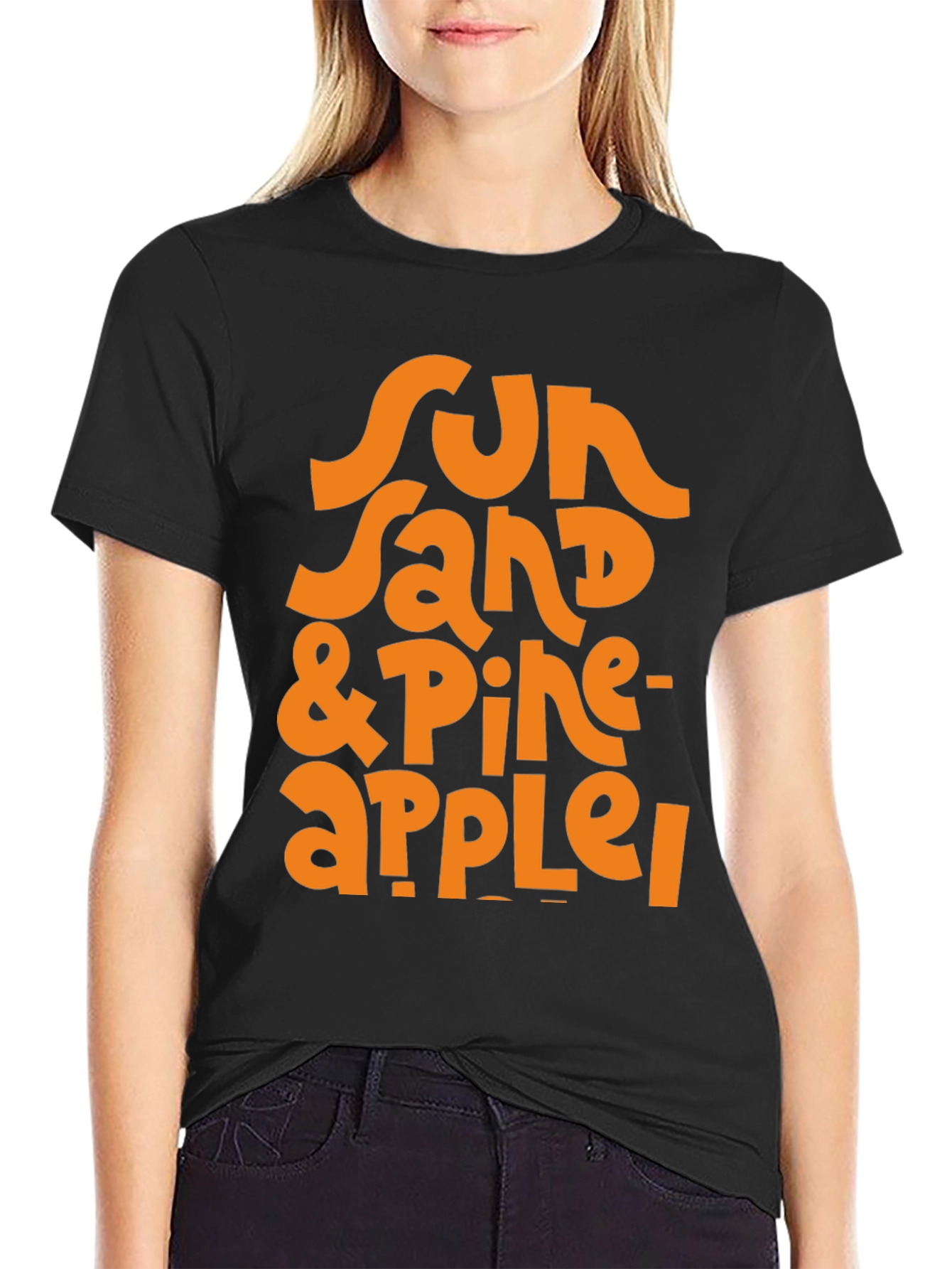 Black Sun, Sand & Pineapple Graphic T-Shirt view 2