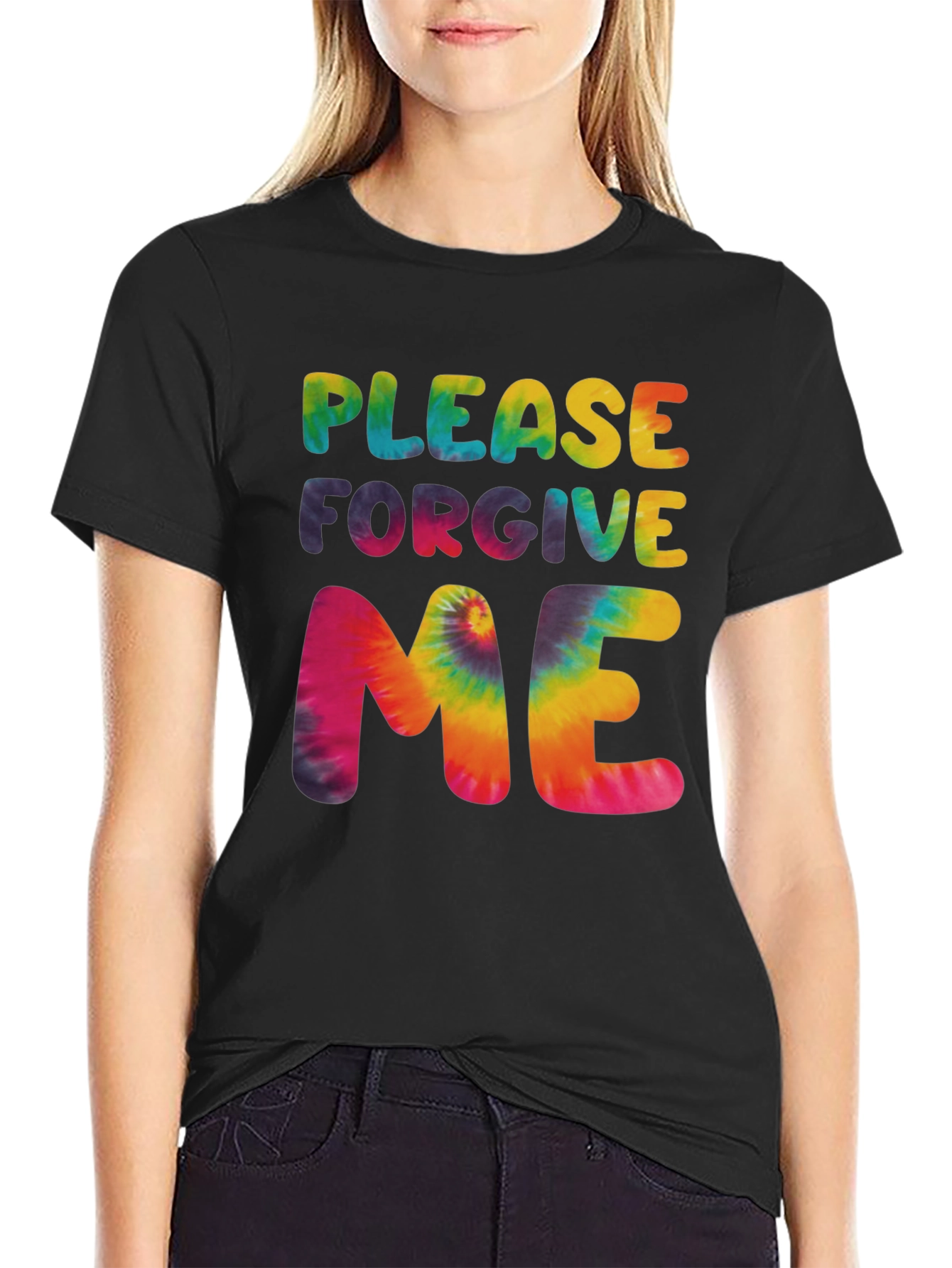 Black Please Forgive Me Tie Dye Graphic T-Shirt view 2