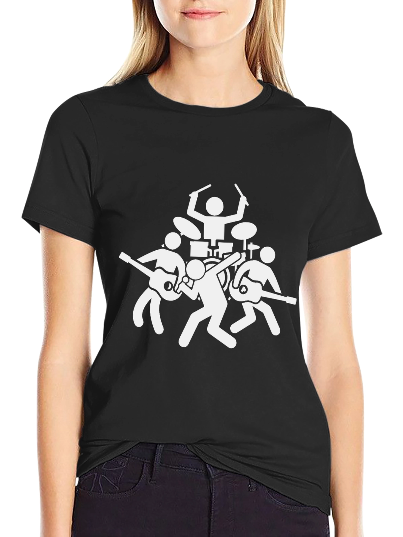 Black Band Graphic Tee - Black Cotton Music Lover T-Shirt view 2