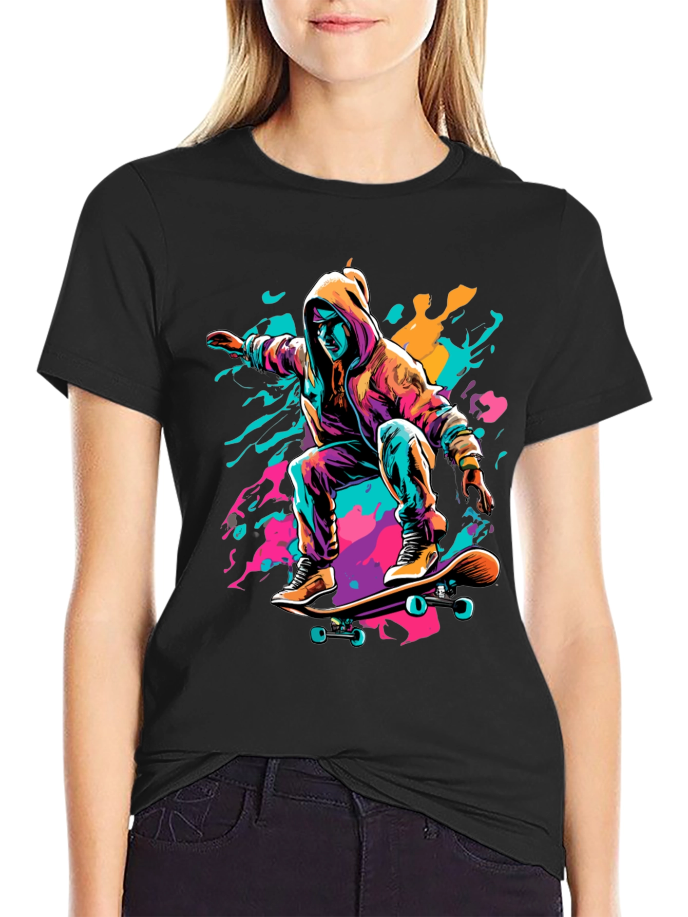 Black Skater Graphic Tee - Cool Urban Style view 2