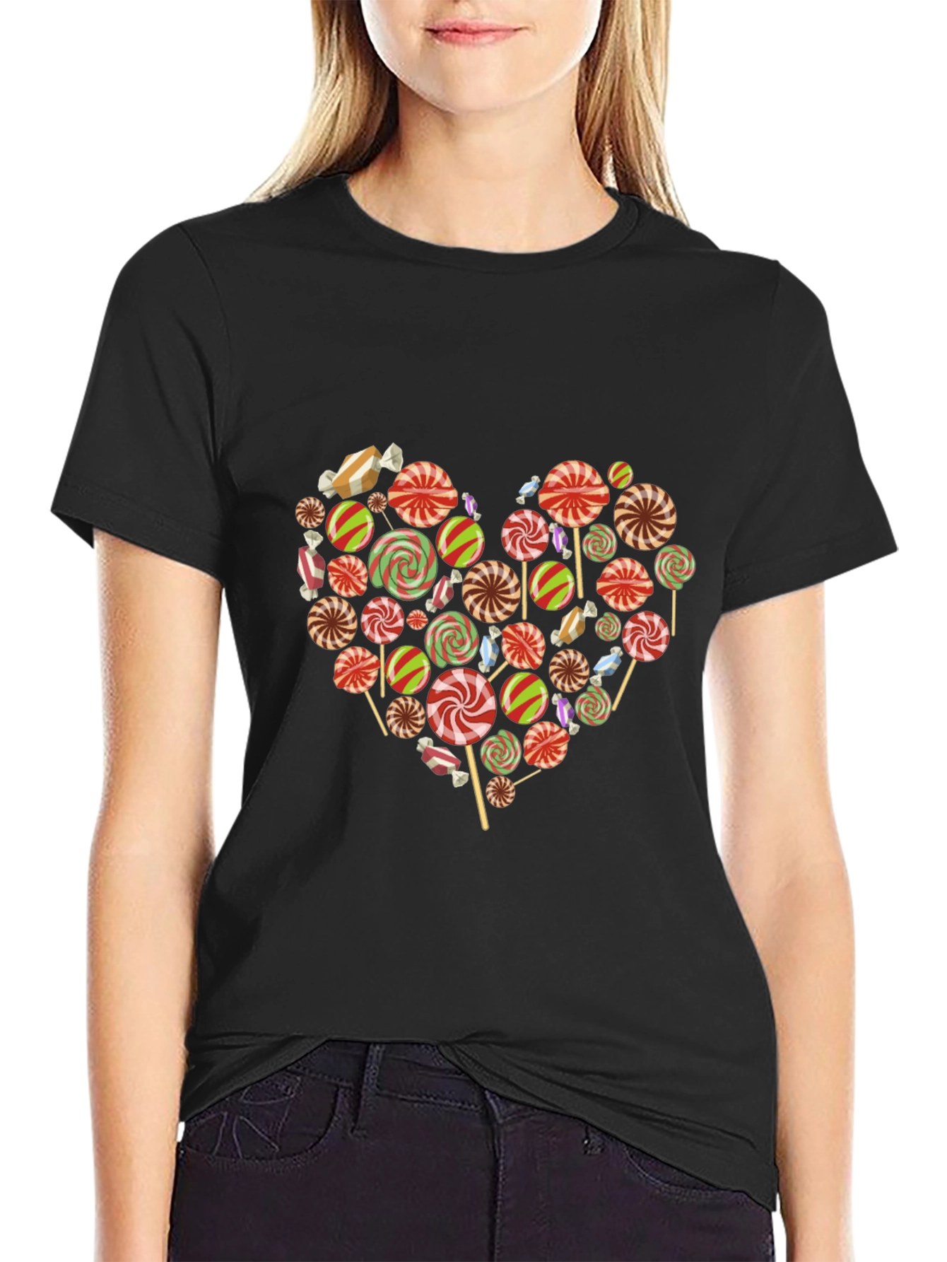 Black Candy Heart Graphic Tee - Sweet Love view 2