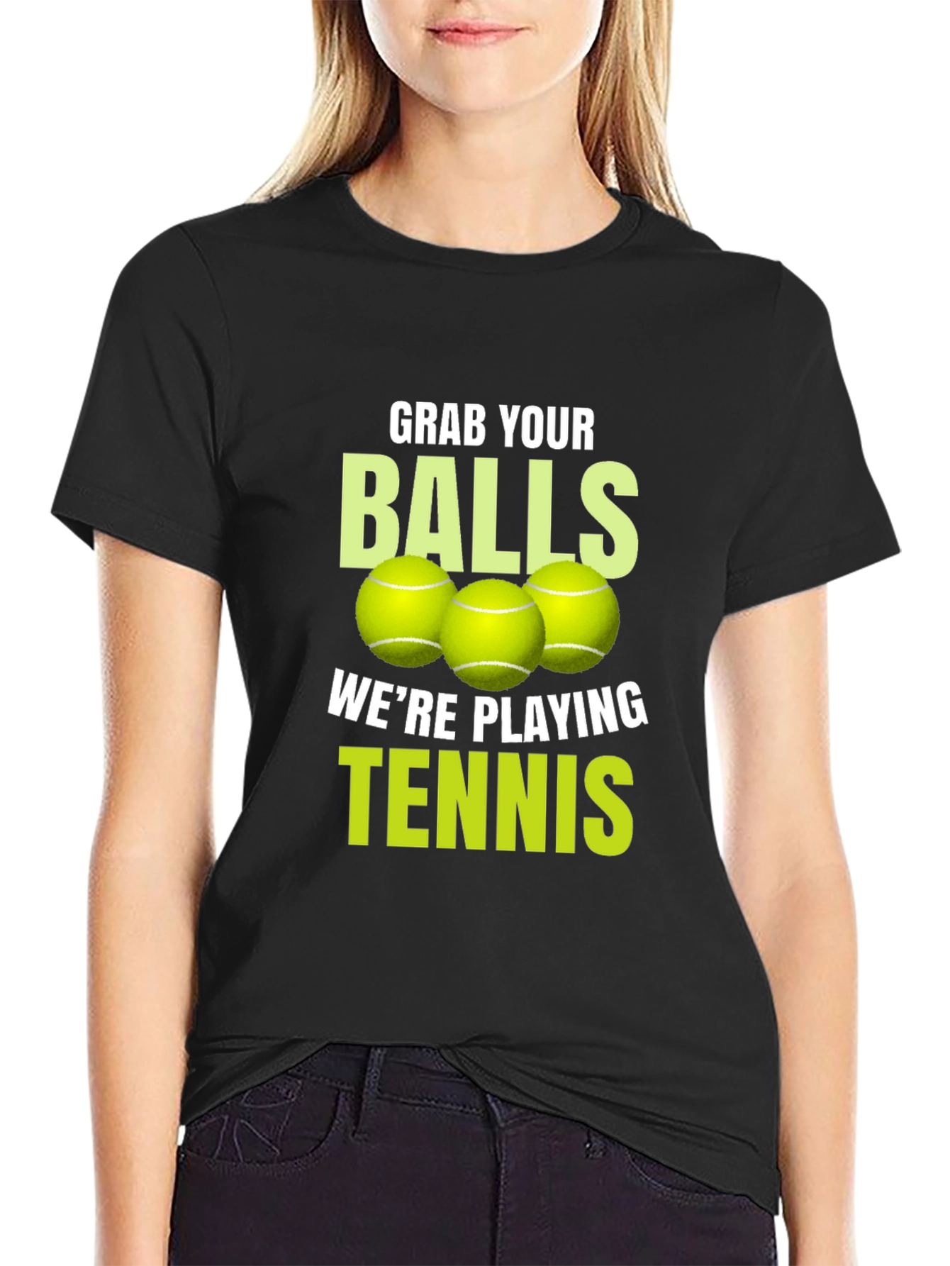 Black Grab Your Balls Tennis T-Shirt view 2