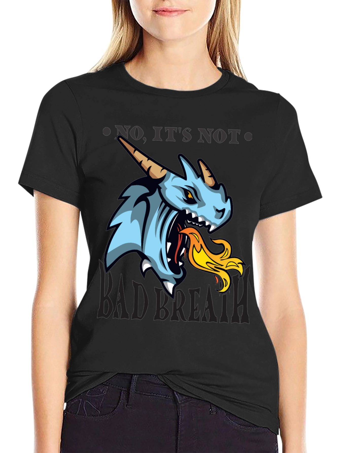 Black Dragon Fire Breath Graphic Tee - Bold & Unique! view 2