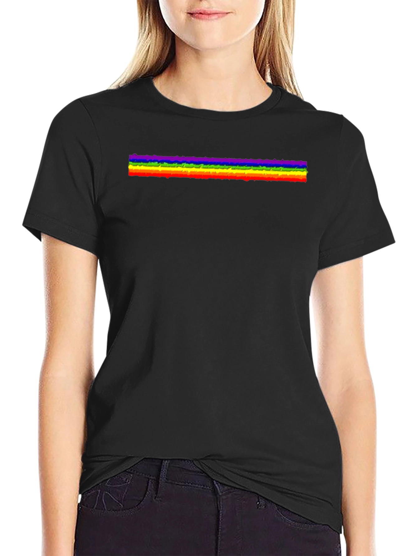 Rainbow Stripe Graphic Black T-Shirt - 2