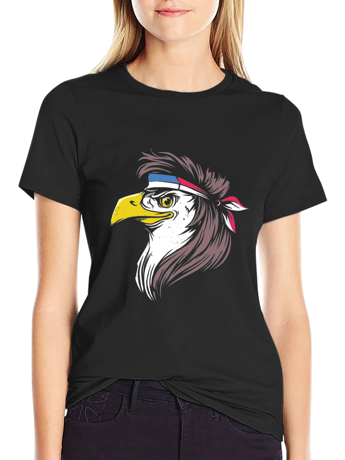 Black Eagle Head Graphic Tee - Patriotic Style view 2