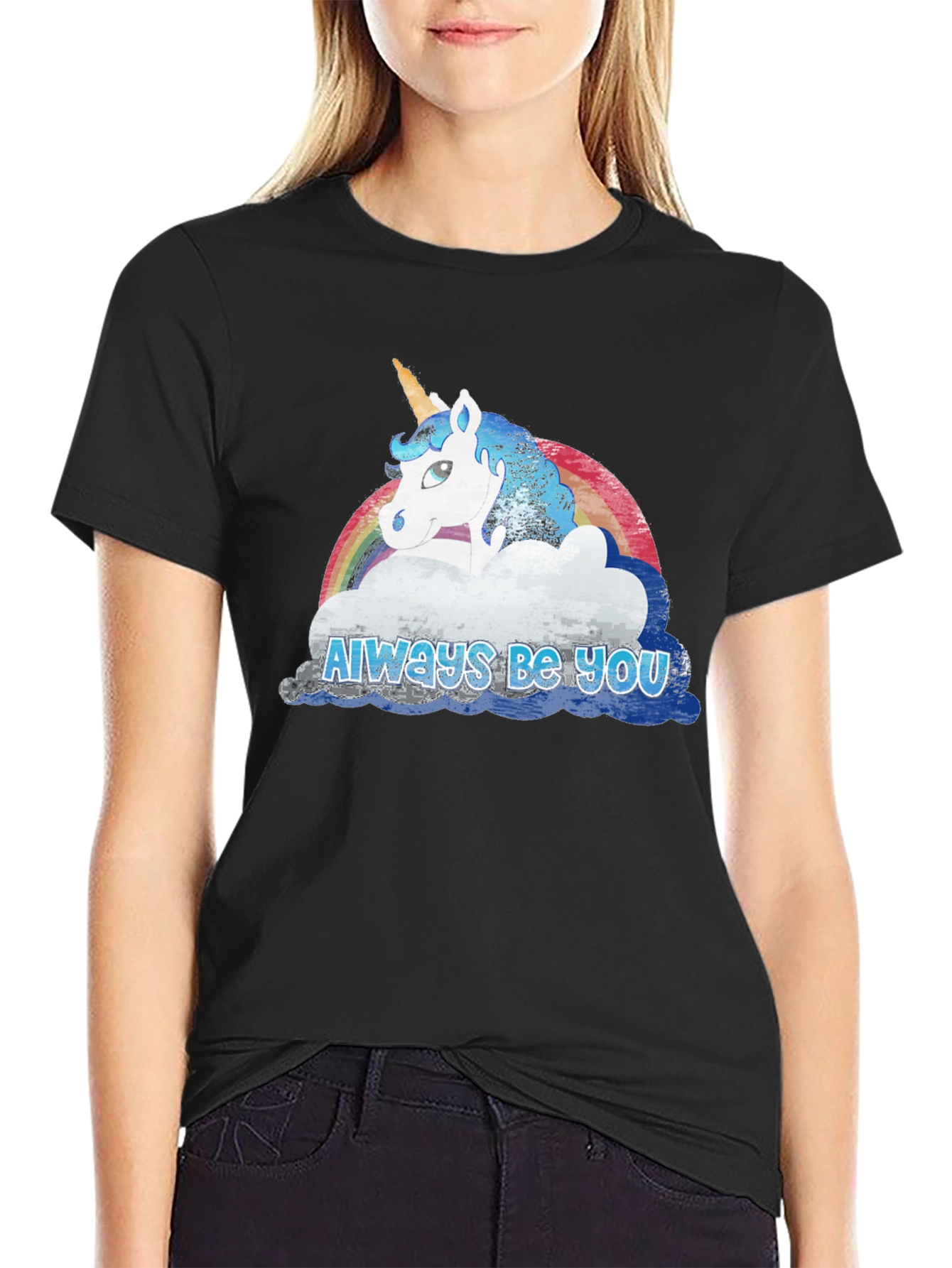 Black Always Be You Unicorn Rainbow T-Shirt view 2