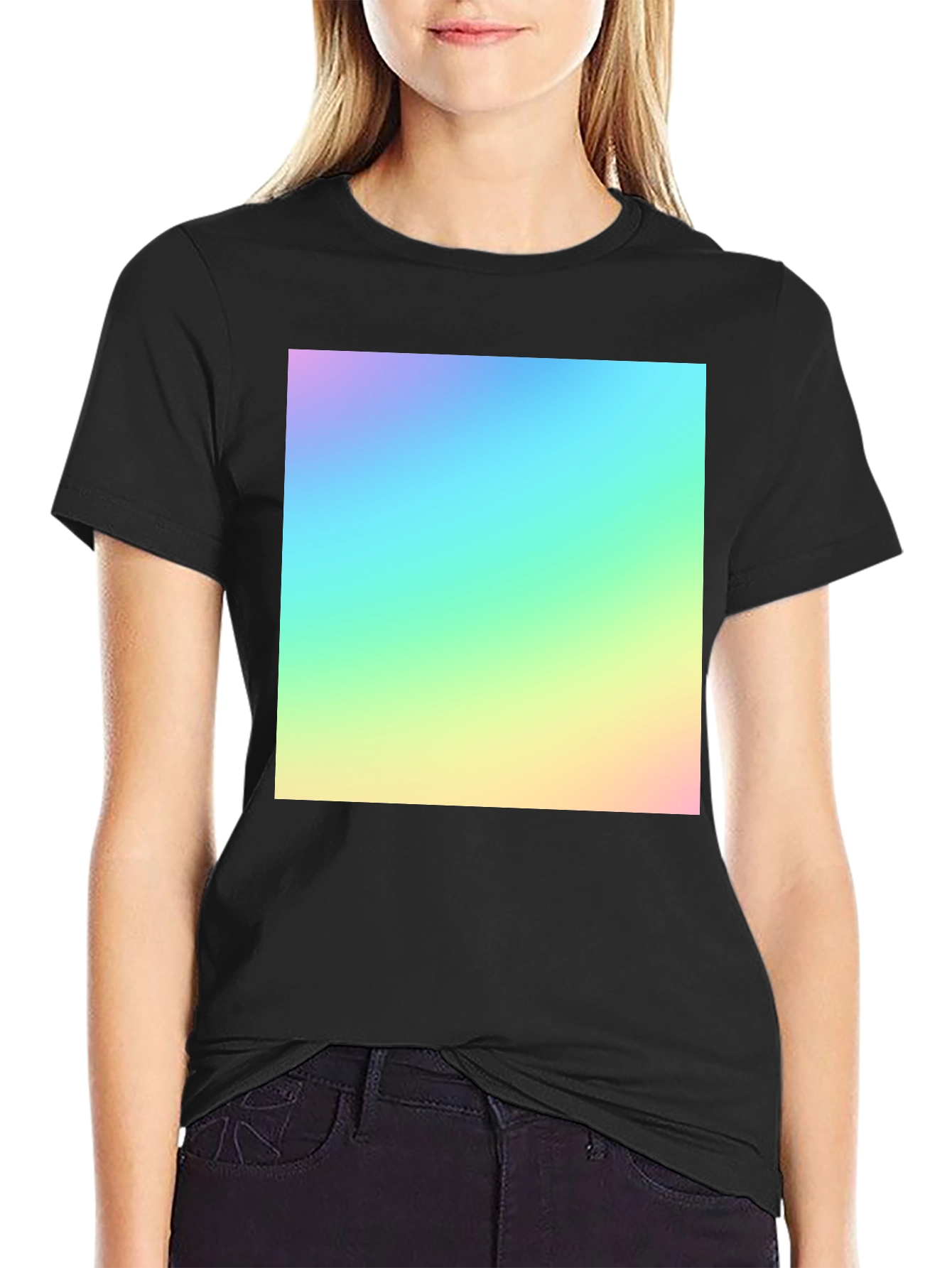 Black Vibrant Gradient Tee - Modern Men's Black T-Shirt view 2