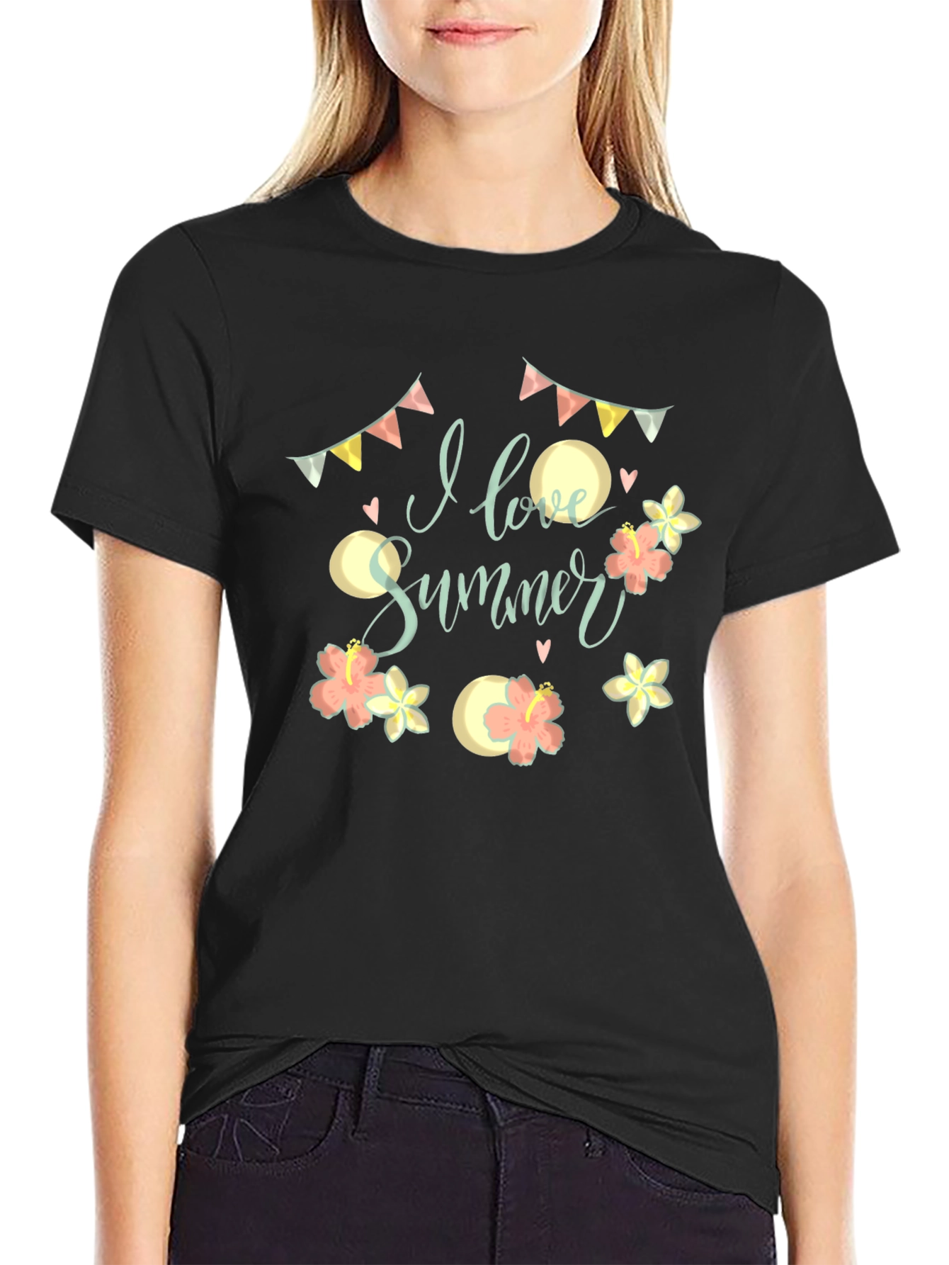 Black I Love Summer Graphic Tee view 2