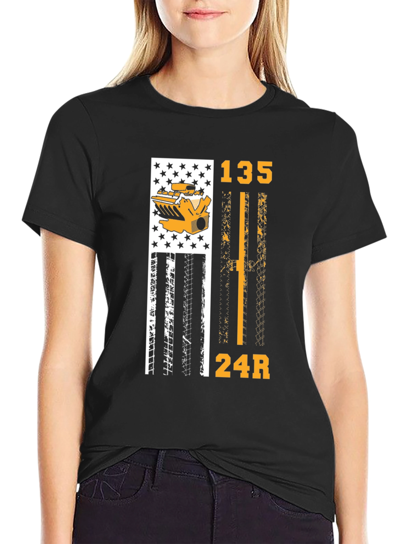 Black Gear Shift Pattern T-Shirt - Black Mechanic Tee view 2