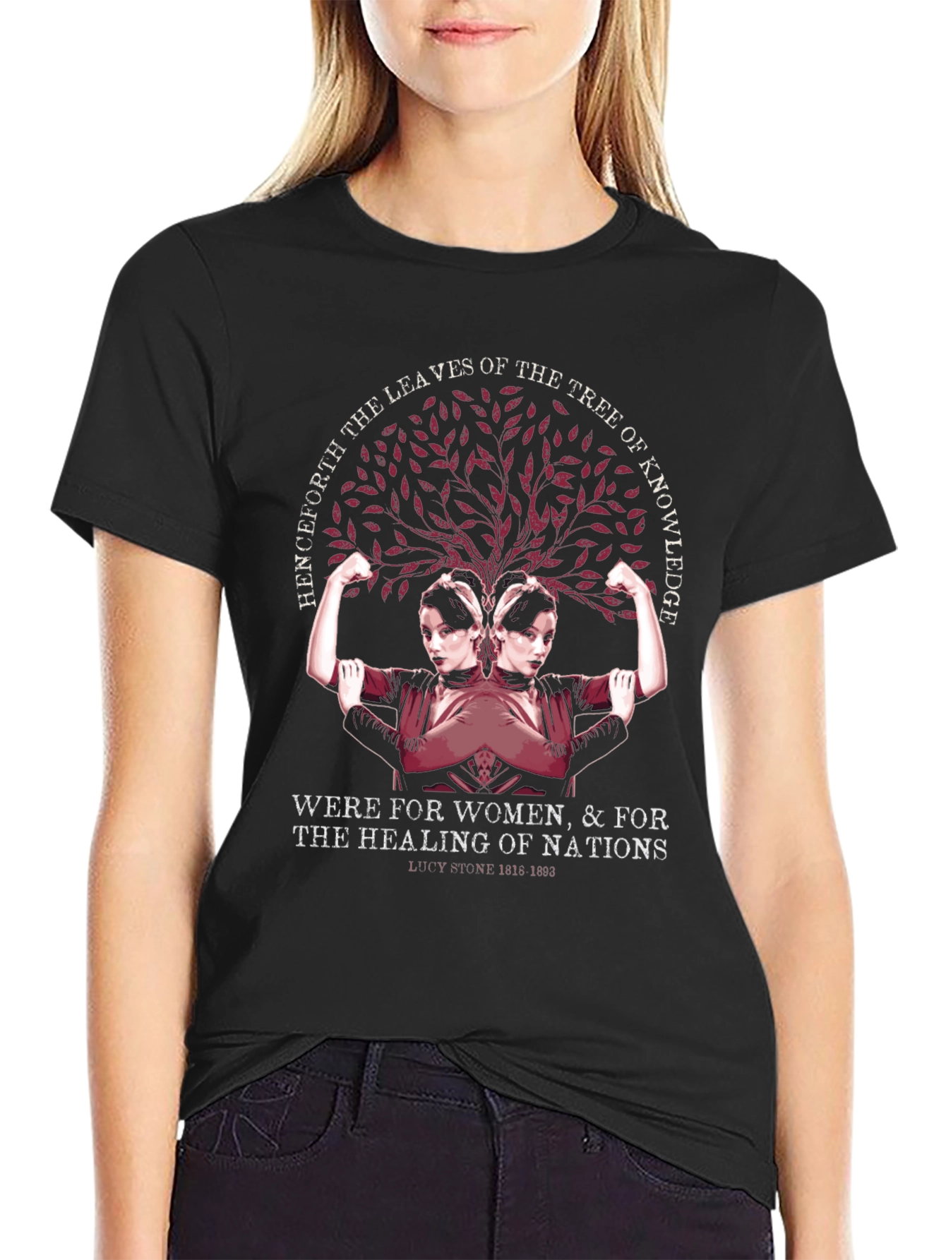Black Feminist Tree of Knowledge Graphic T-Shirt view 2
