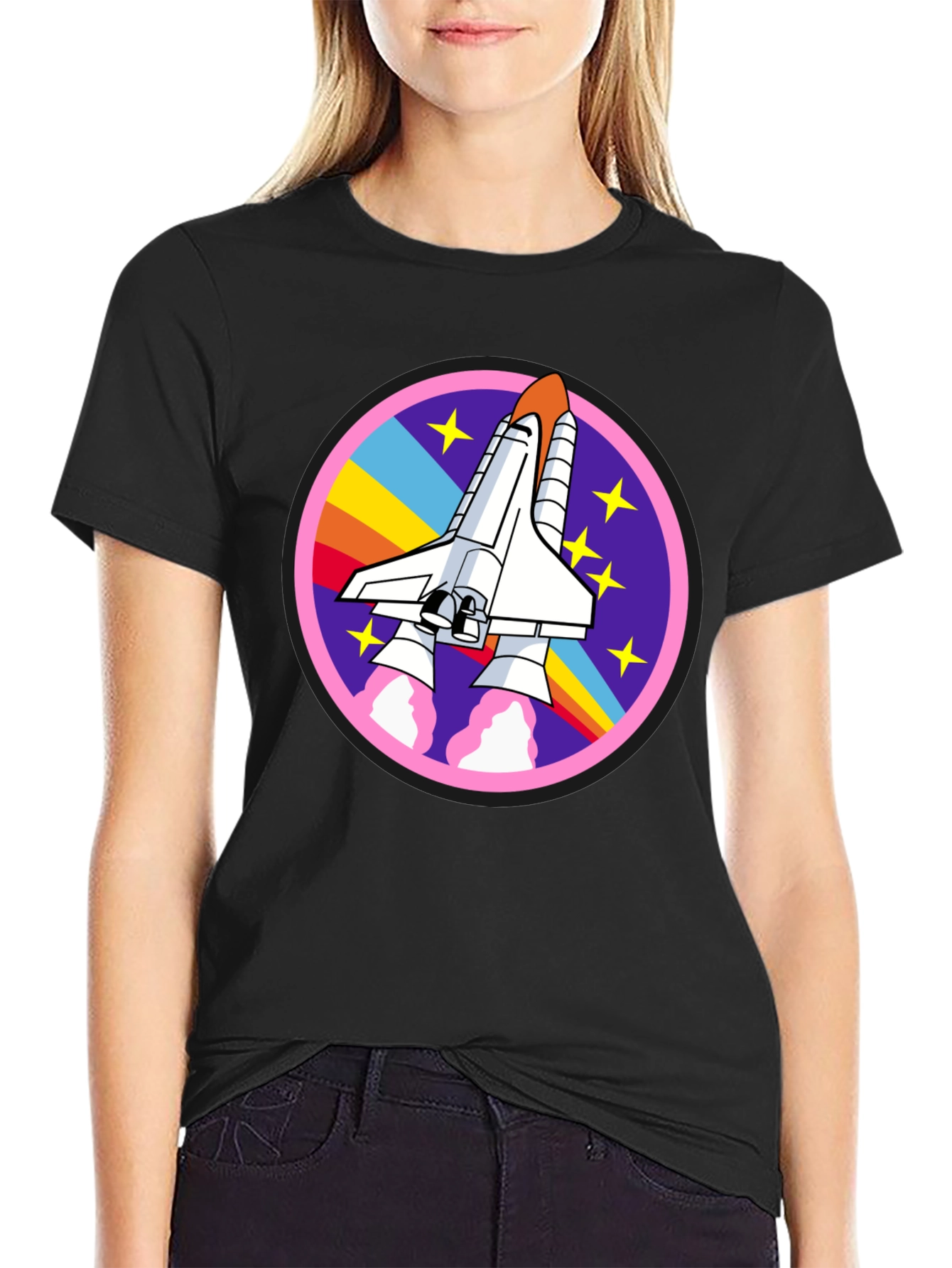 Black Retro Space Shuttle T-Shirt - Blast Off in Style! view 2