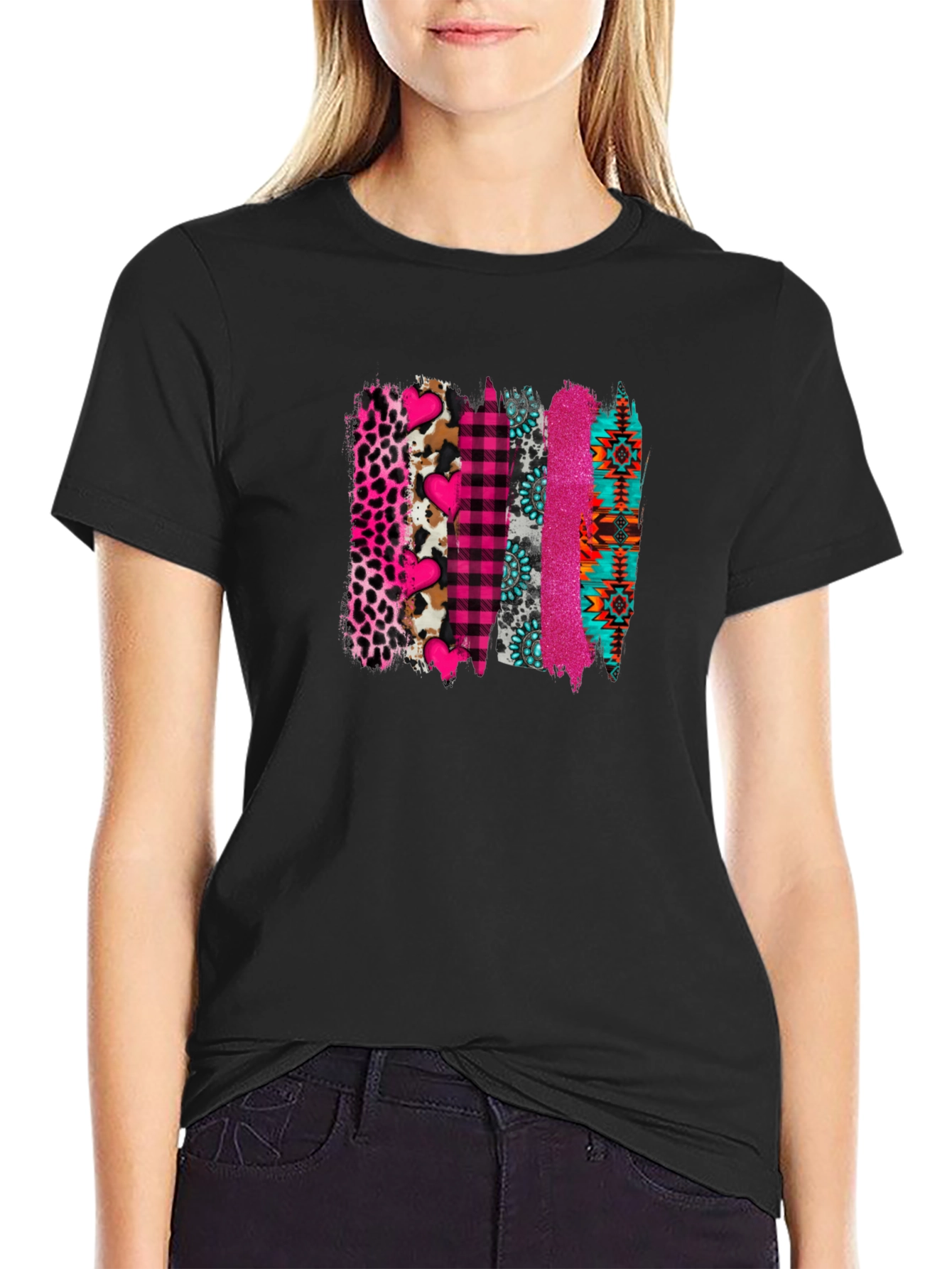 Black Funky Pattern T-Shirt view 2