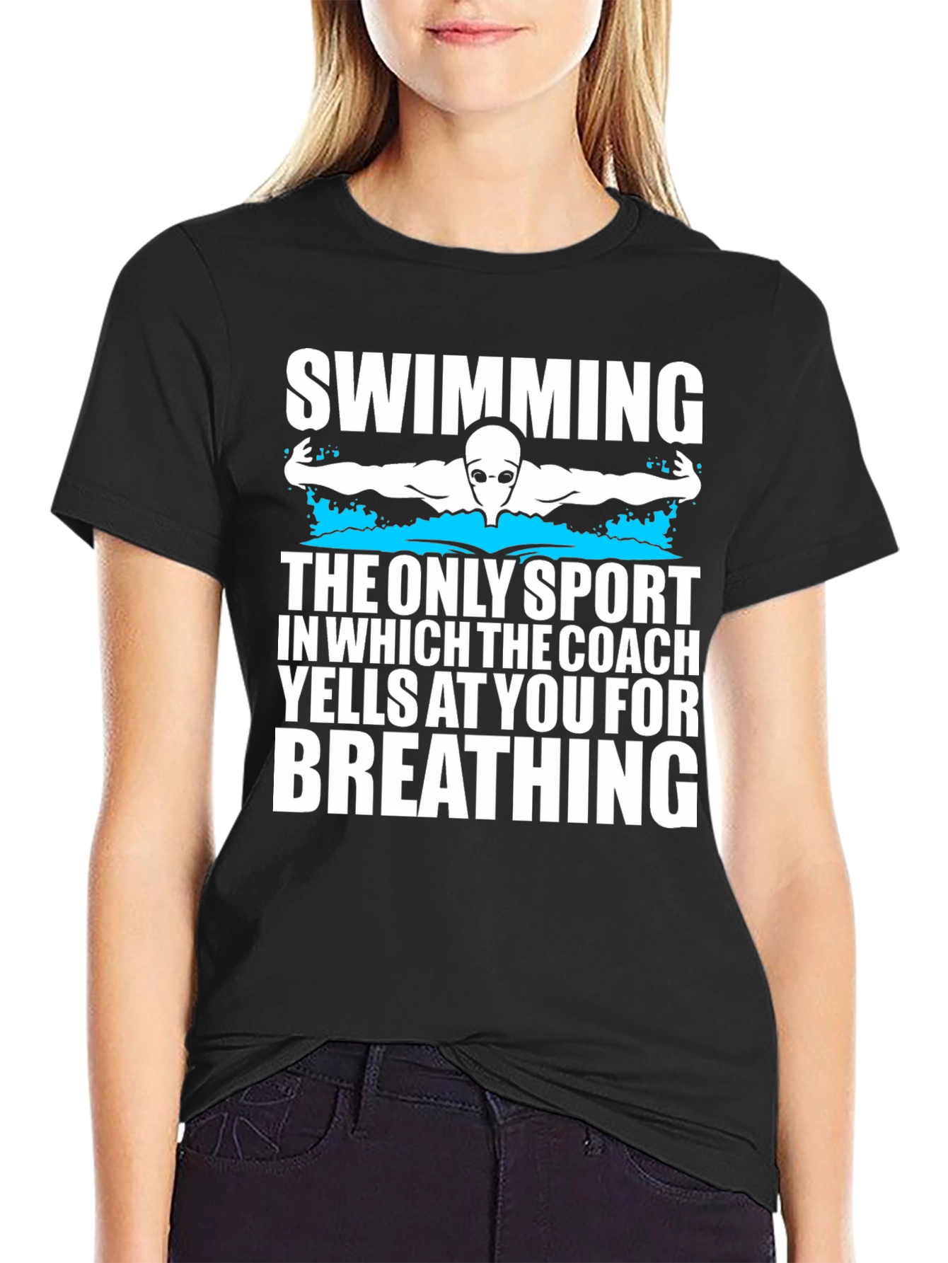 Black Swimming Coach Yells T-Shirt view 2