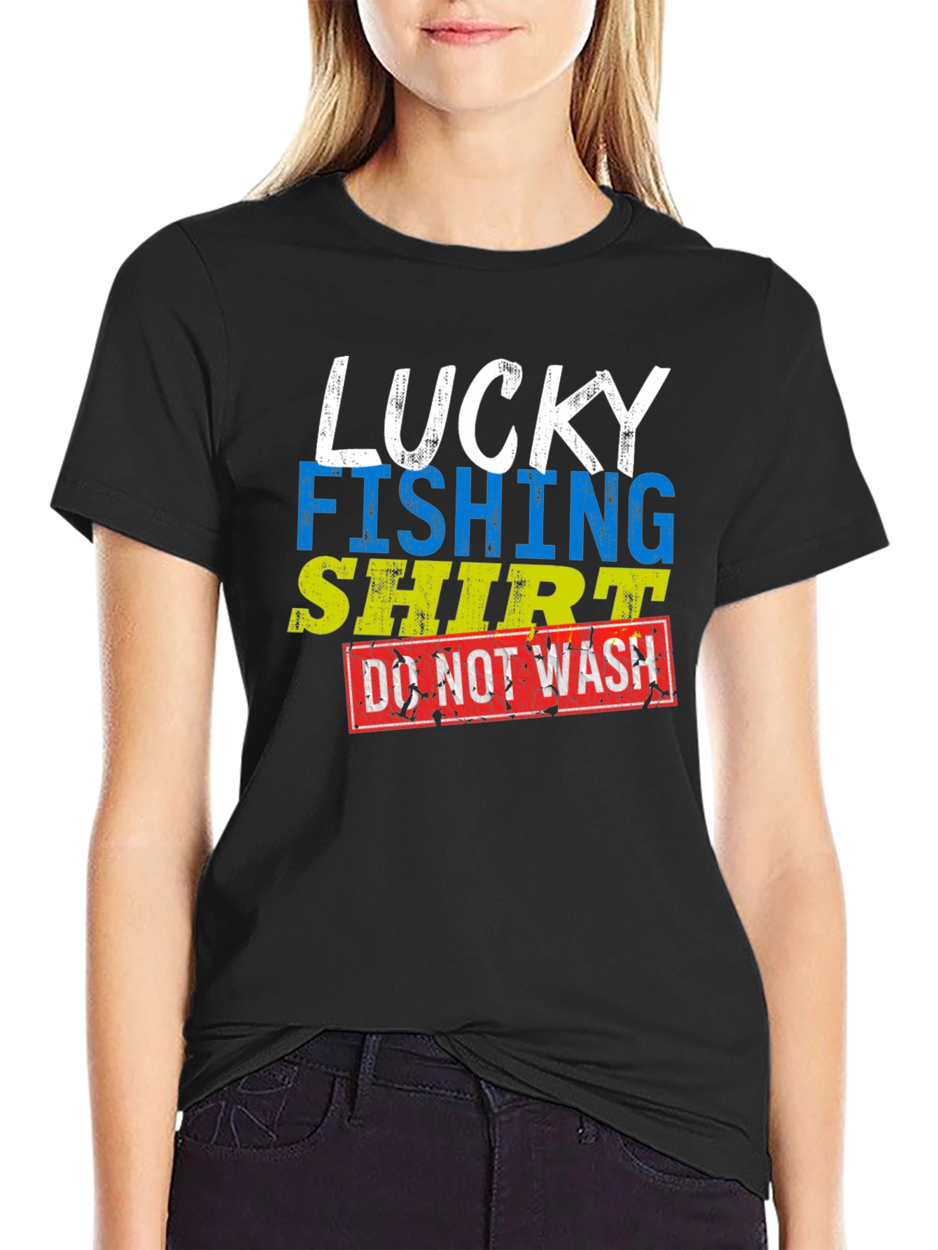Black Lucky Fishing Shirt - Novelty Graphic Tee view 2