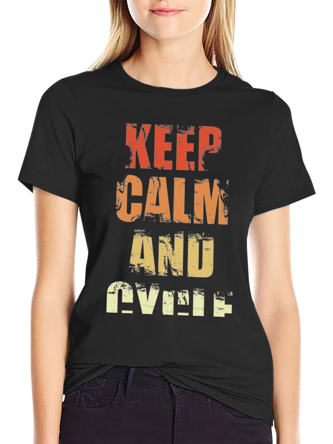 Black Keep Calm and Cycle T-Shirt - Retro Style view 2