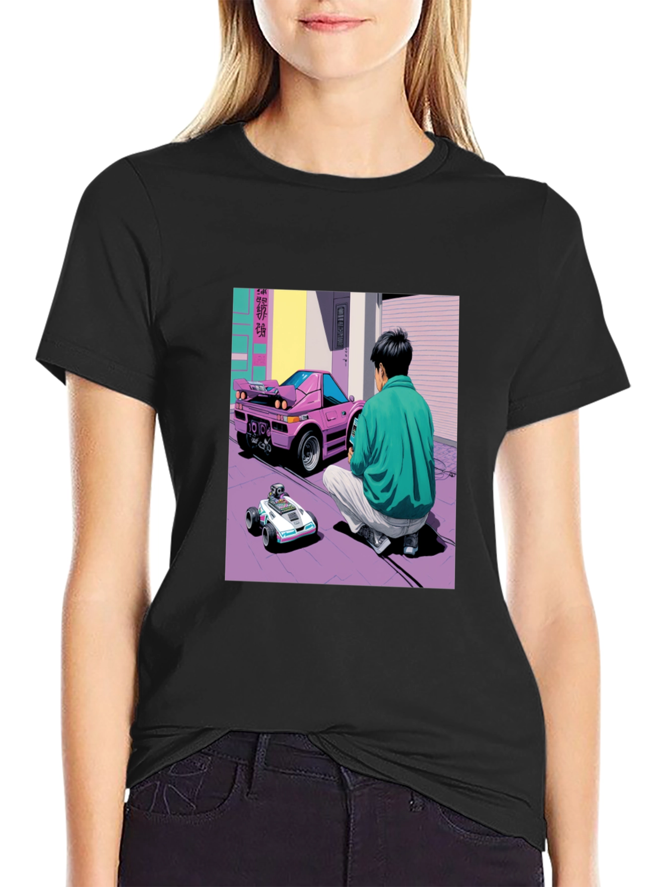 Black Retro Car Graphic T-Shirt - Black view 2