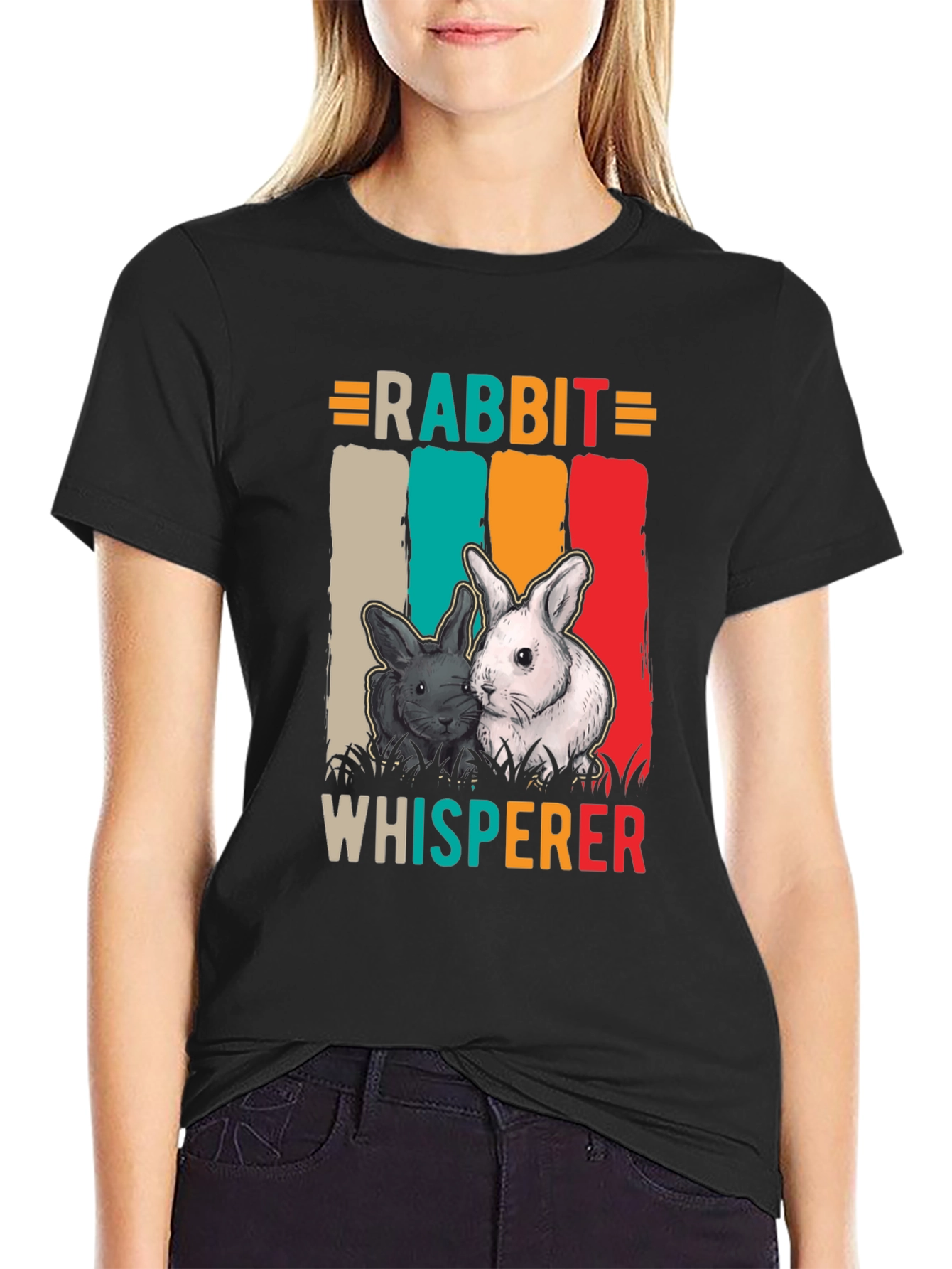 Black Rabbit Whisperer Graphic Tee - Unisex Cotton T-Shirt view 2