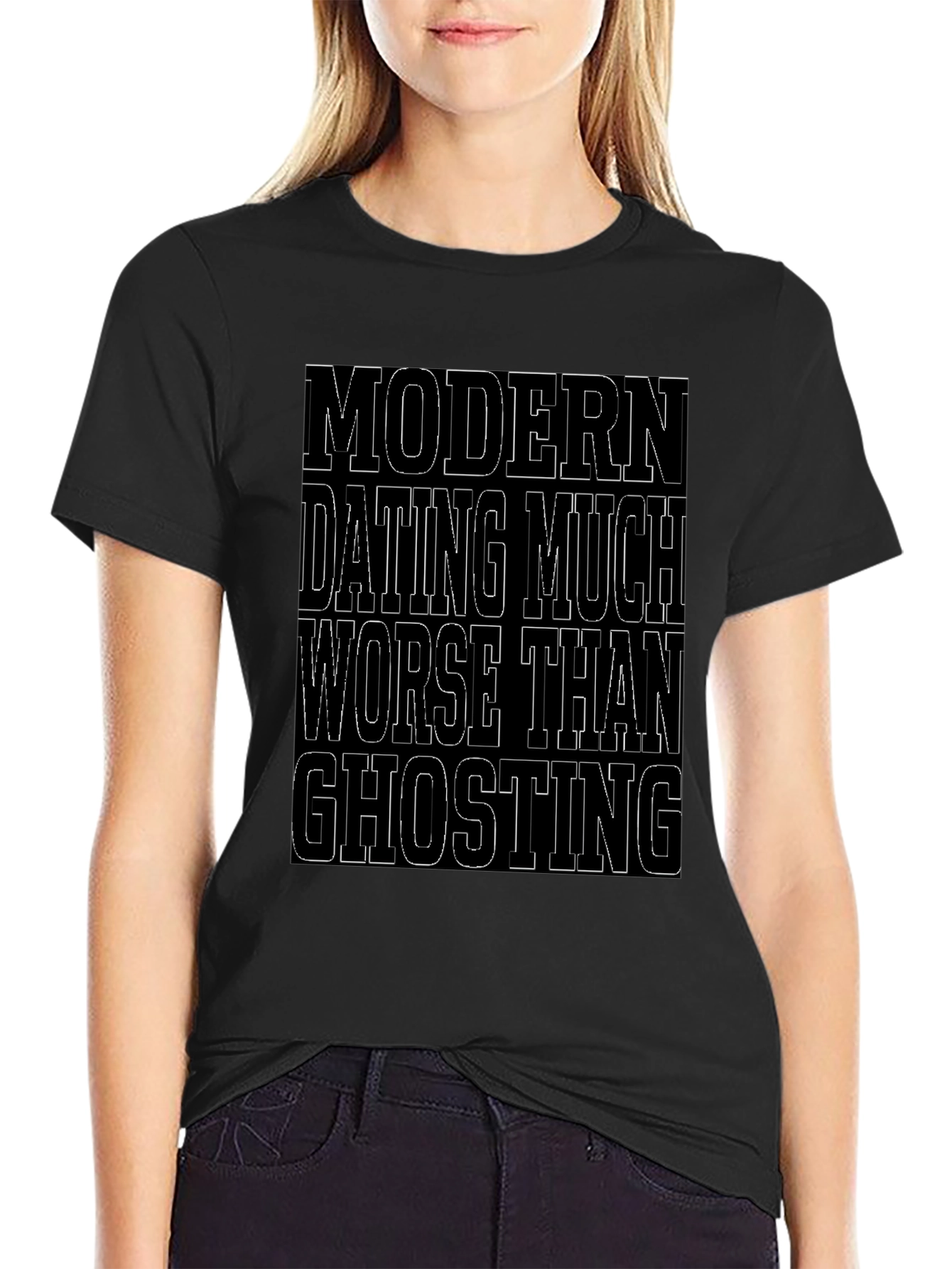 Black Modern Dating Ghosting Graphic Tee view 2