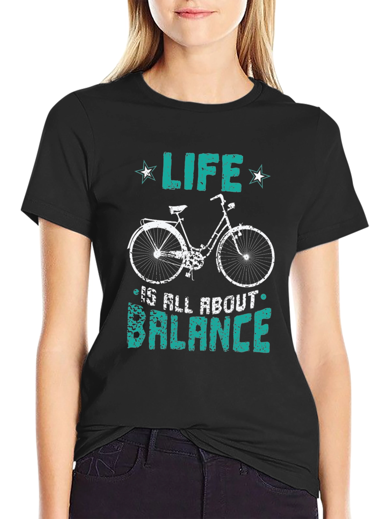 Black Life Balance Bicycle Graphic T-Shirt view 2