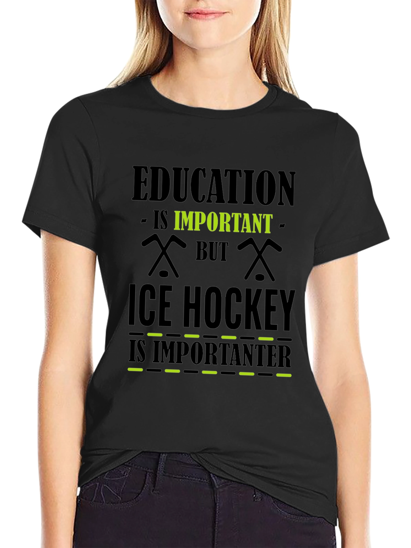 Black Funny Ice Hockey Is Importanter T-Shirt view 2