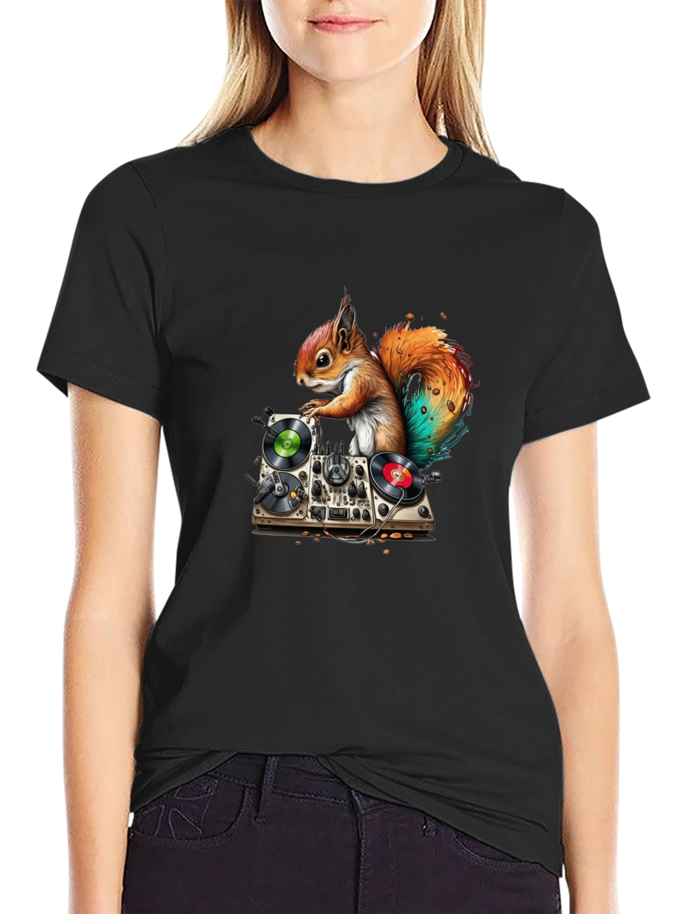 Black DJ Squirrel Graphic Tee - Party Animal view 2