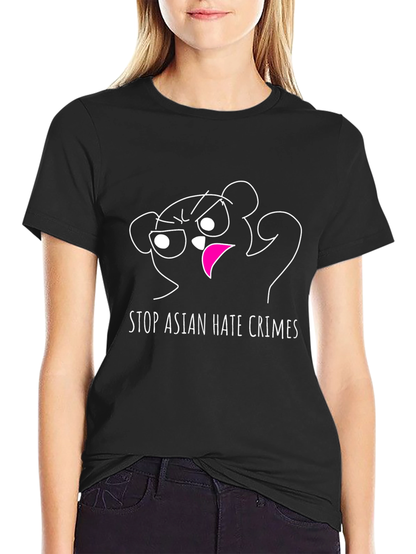 Stop Asian Hate Crimes Tee - Cartoon Bear Design - 2
