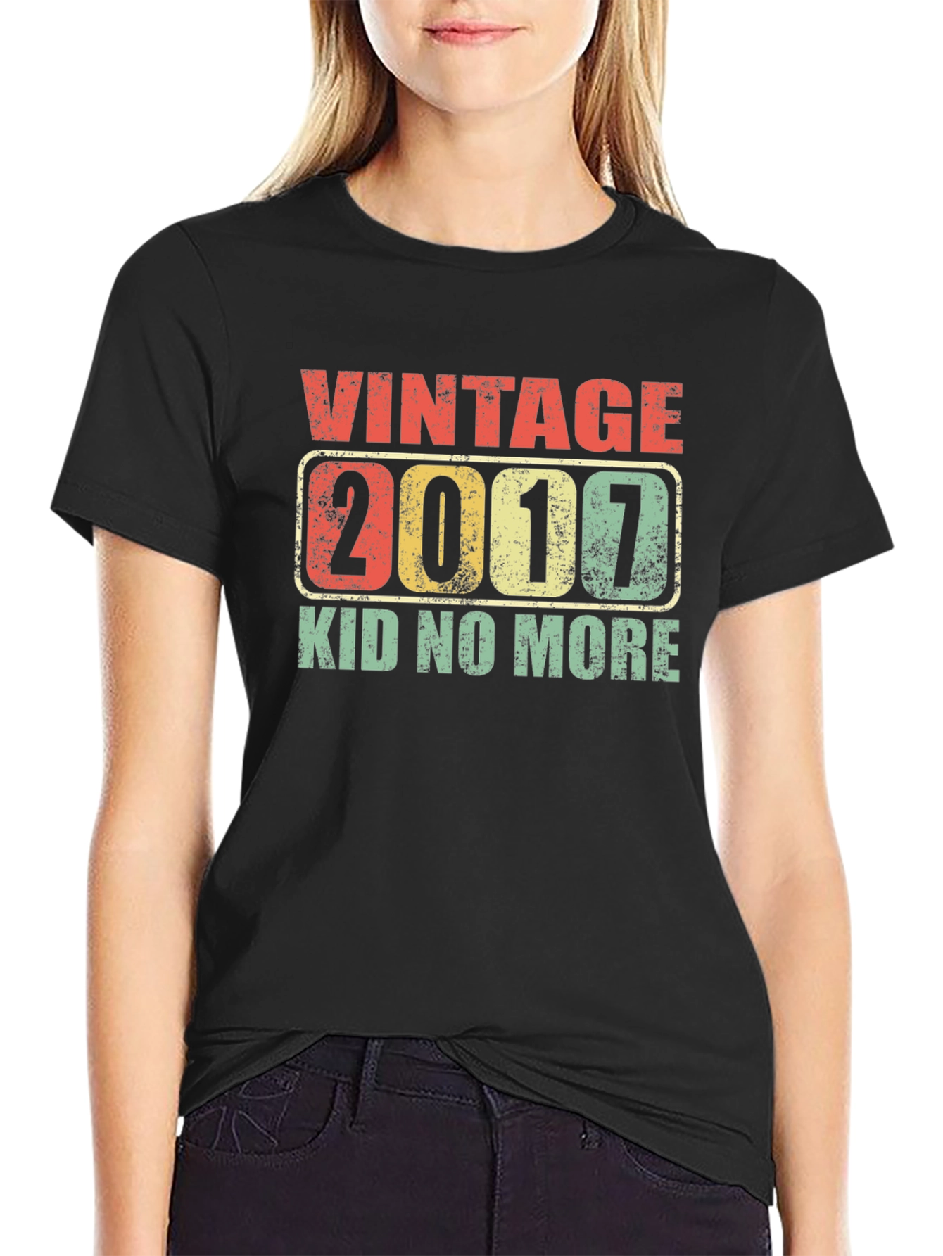Black Vintage 2017 Kid No More Black T-Shirt view 2