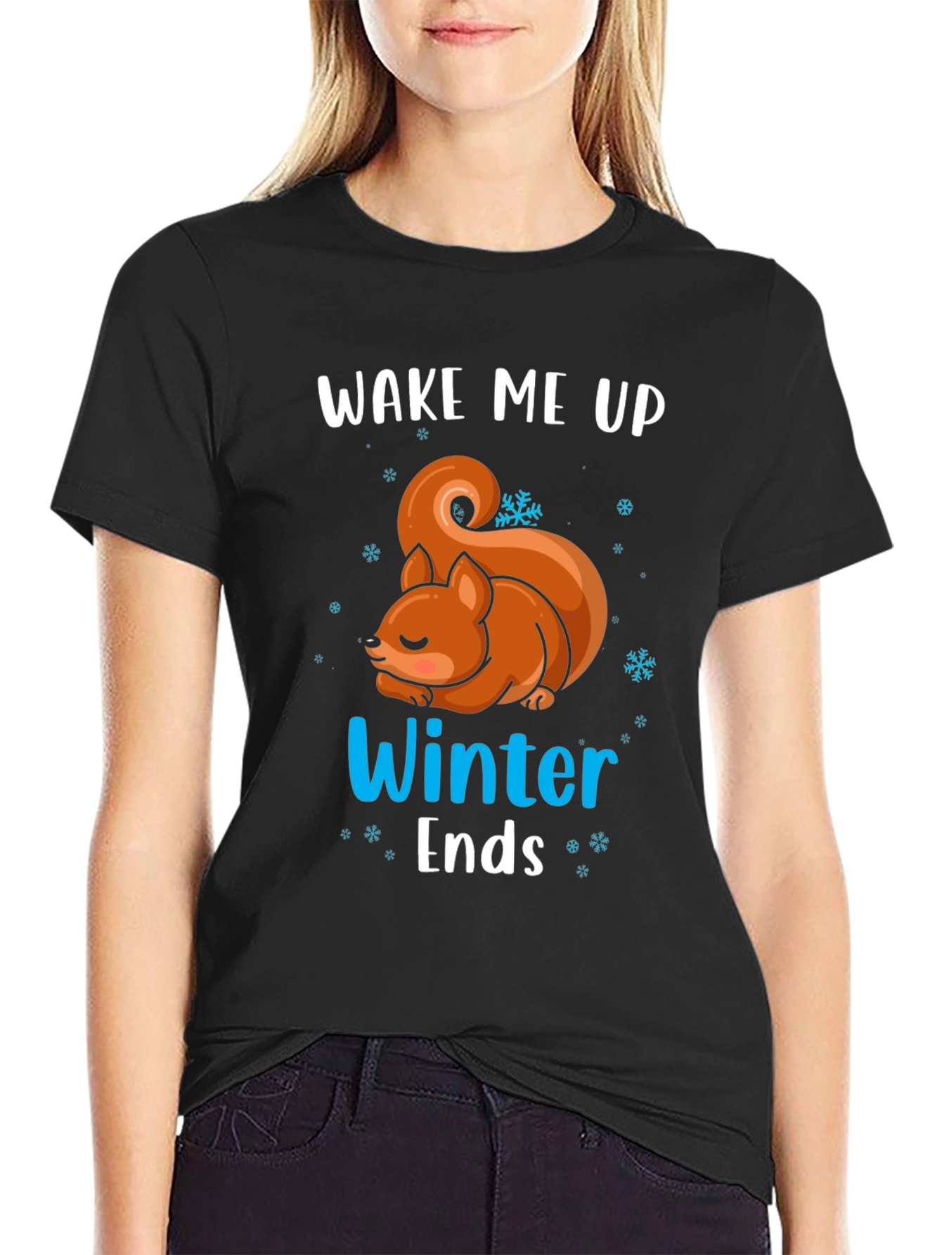 Black Wake Me Up When Winter Ends T-Shirt view 2