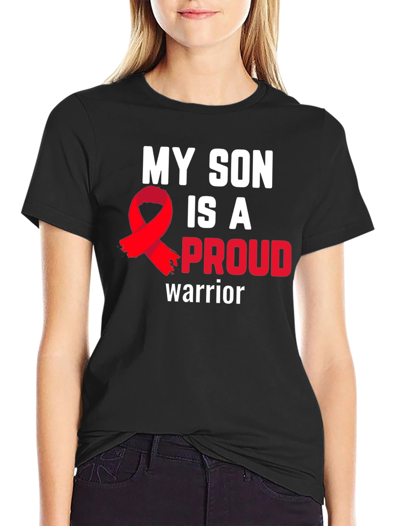 Black My Son Is A Proud Warrior T-Shirt - Support view 2