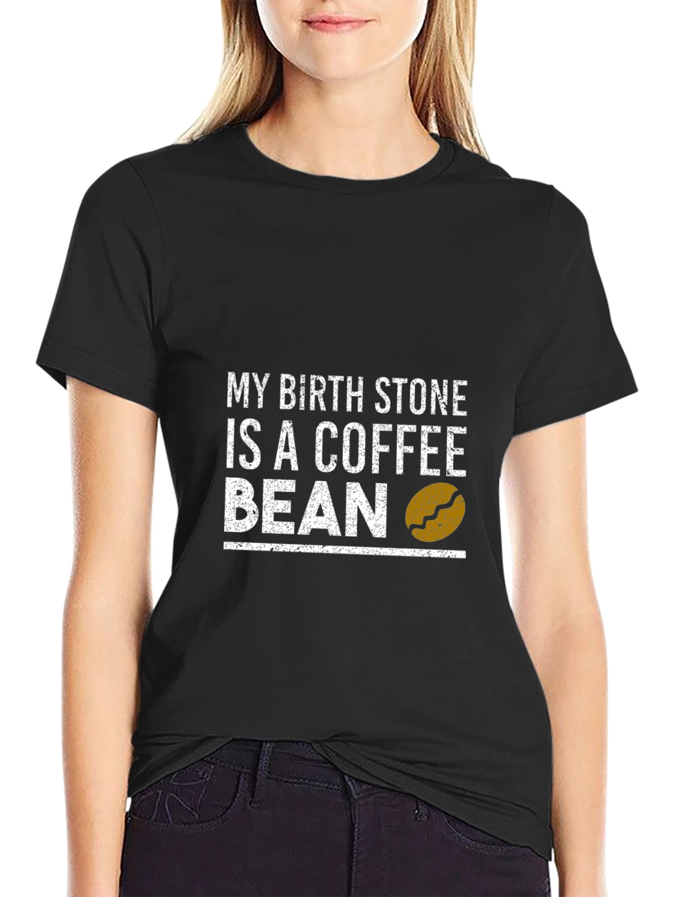 Black Coffee Bean Birthstone Graphic Tee - Unisex Cotton T-Shirt view 2