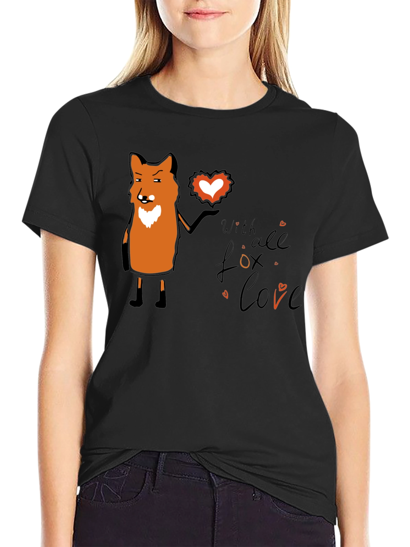 Black Fox With All My Love Black T-Shirt view 2