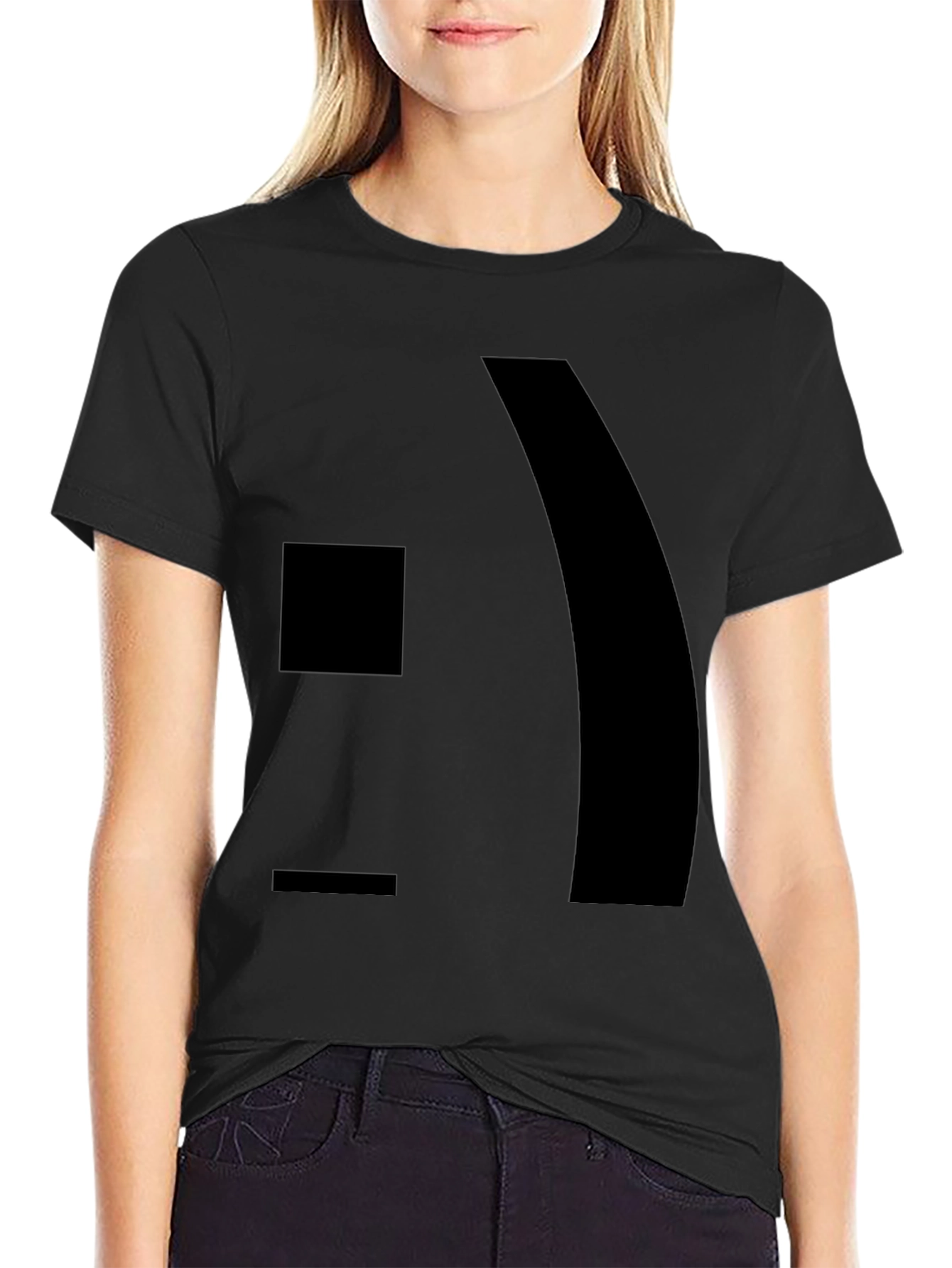 Black Modern Graphic Black T-Shirt view 2