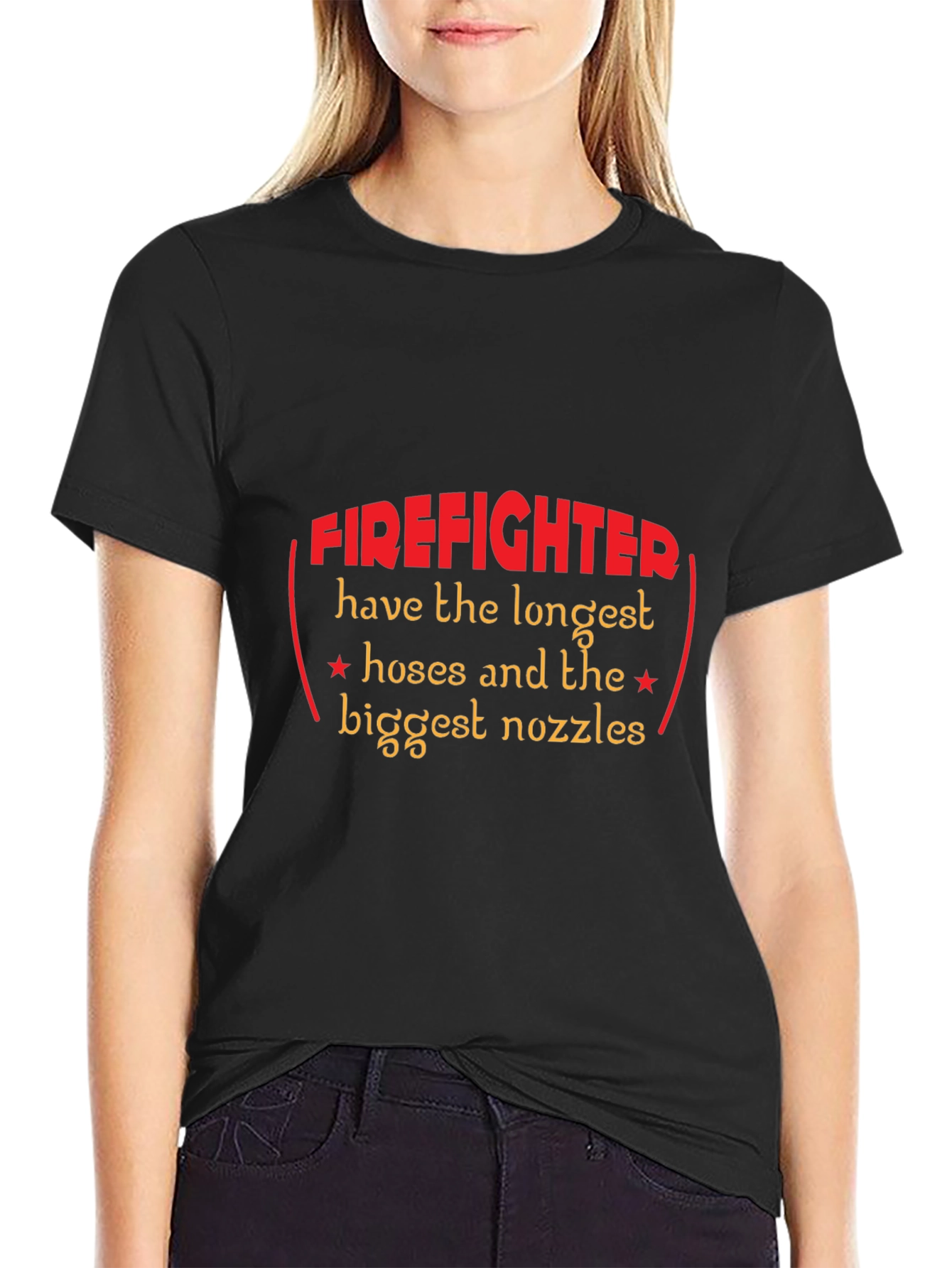 Black Firefighter Longest Hoses T-Shirt view 2