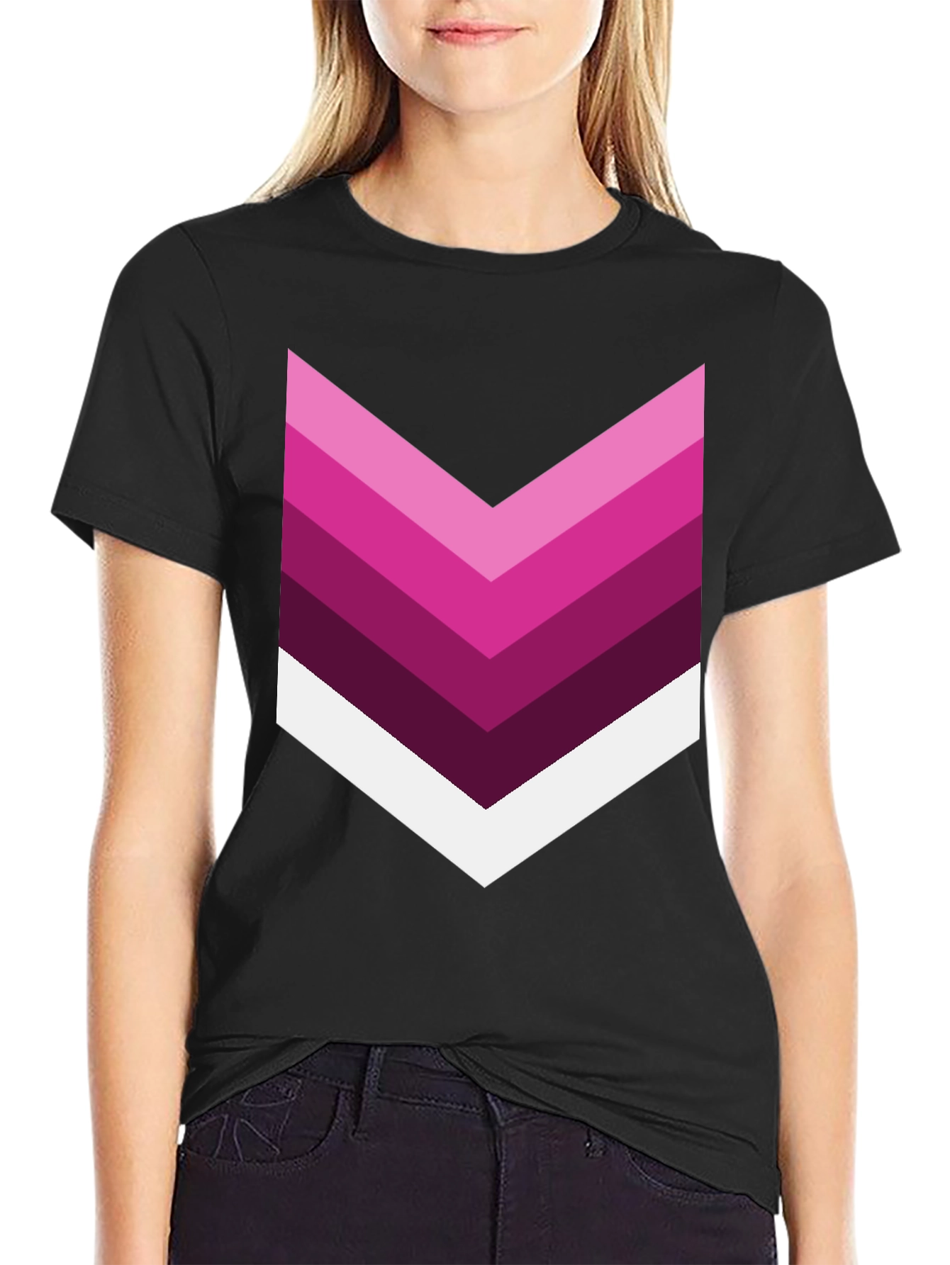 Black Chevron Stripe Graphic Tee - Modern Style view 2