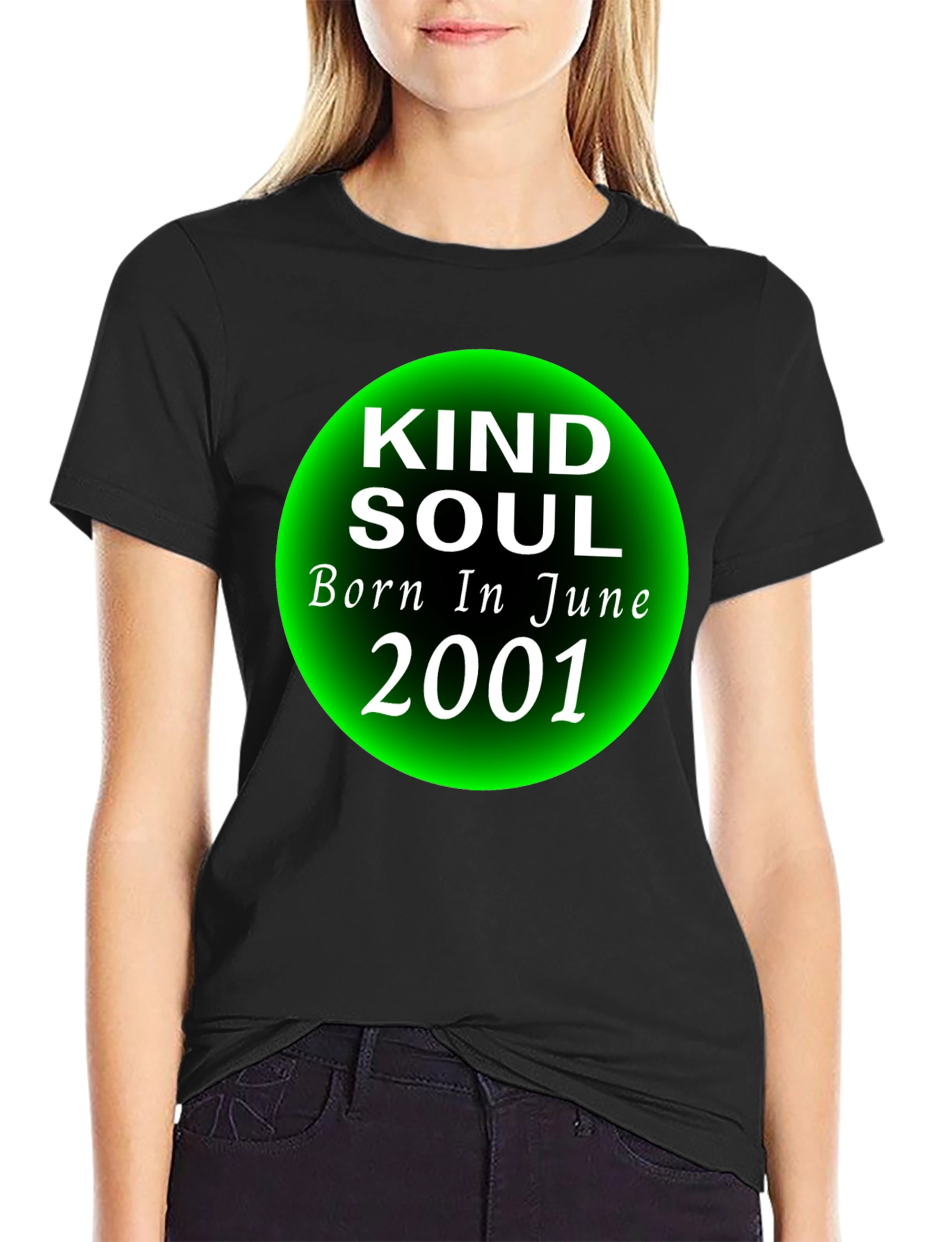 Black Kind Soul Born in June 2001 T-Shirt view 2