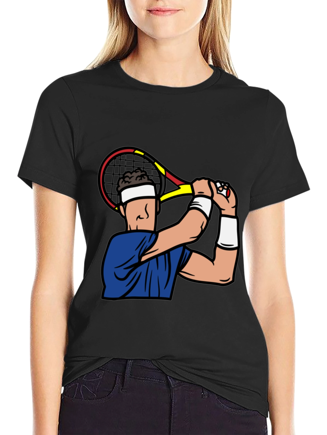 Black Tennis Player Graphic T-Shirt view 2
