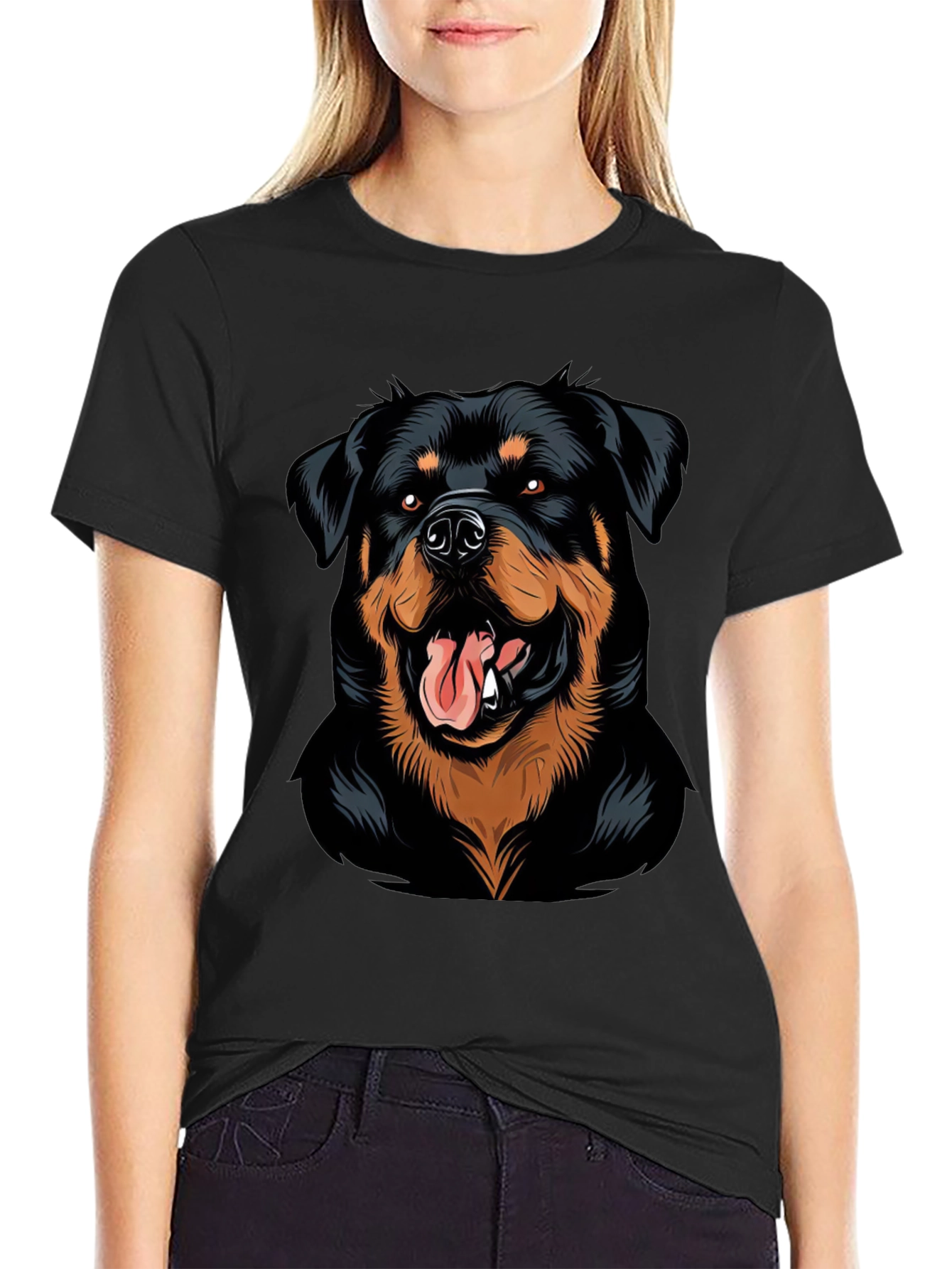 Black Rottweiler Graphic Tee - Black view 2