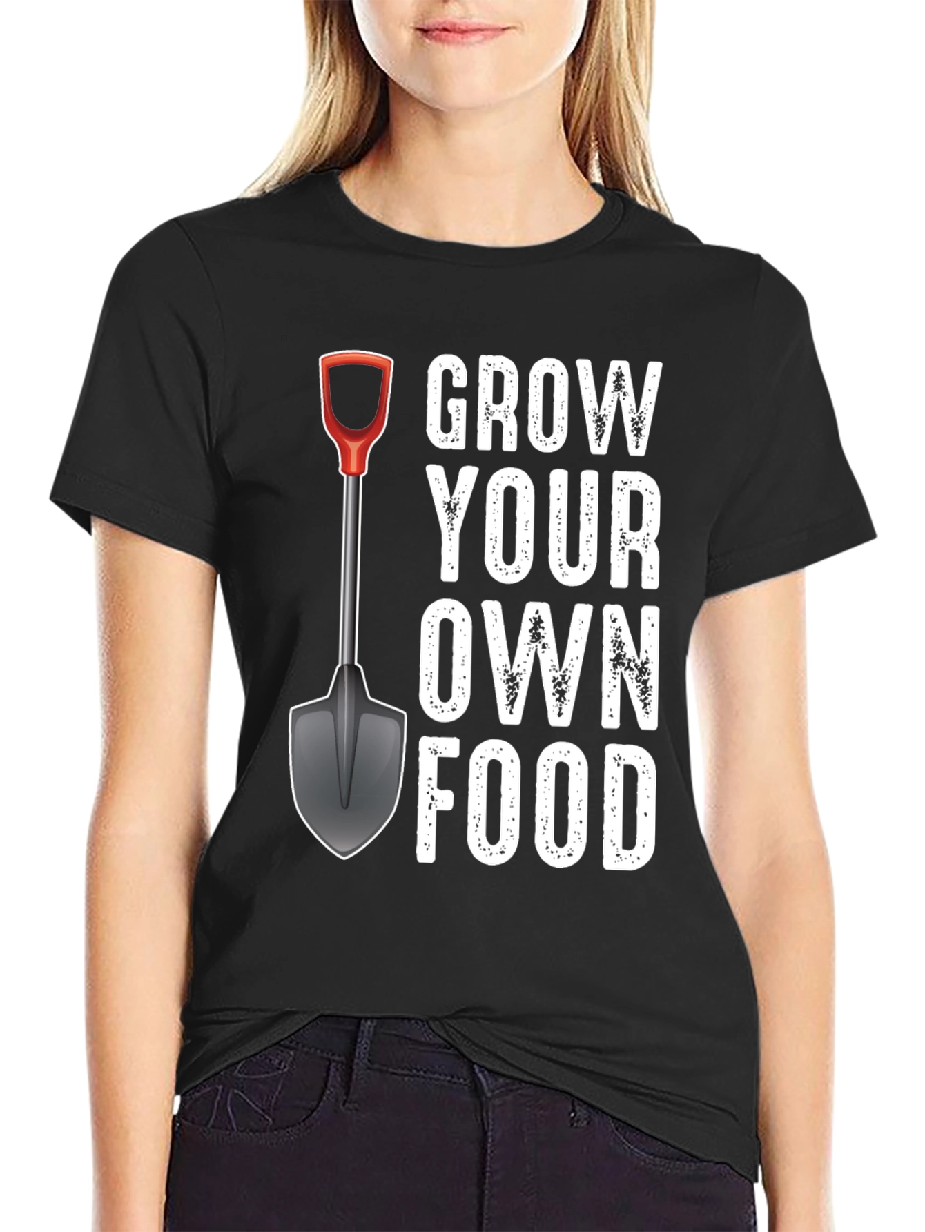 Black Grow Your Own Food T-Shirt Gardening Tee view 2