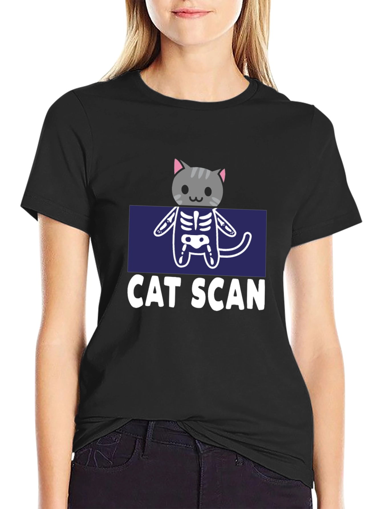 Black Cat Scan T-Shirt - Funny Radiology Tee view 2