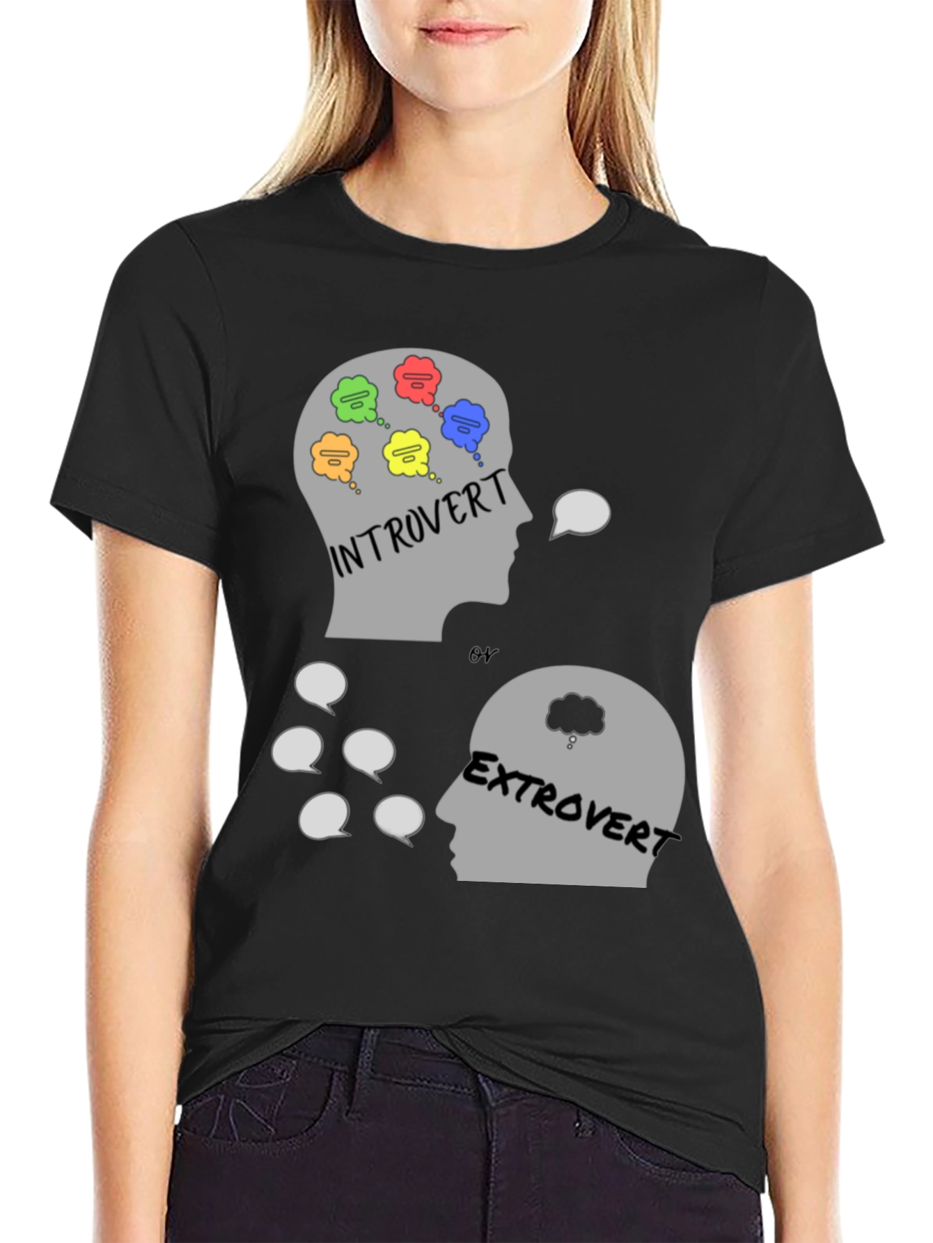 Black Introvert vs. Extrovert Graphic Tee view 2