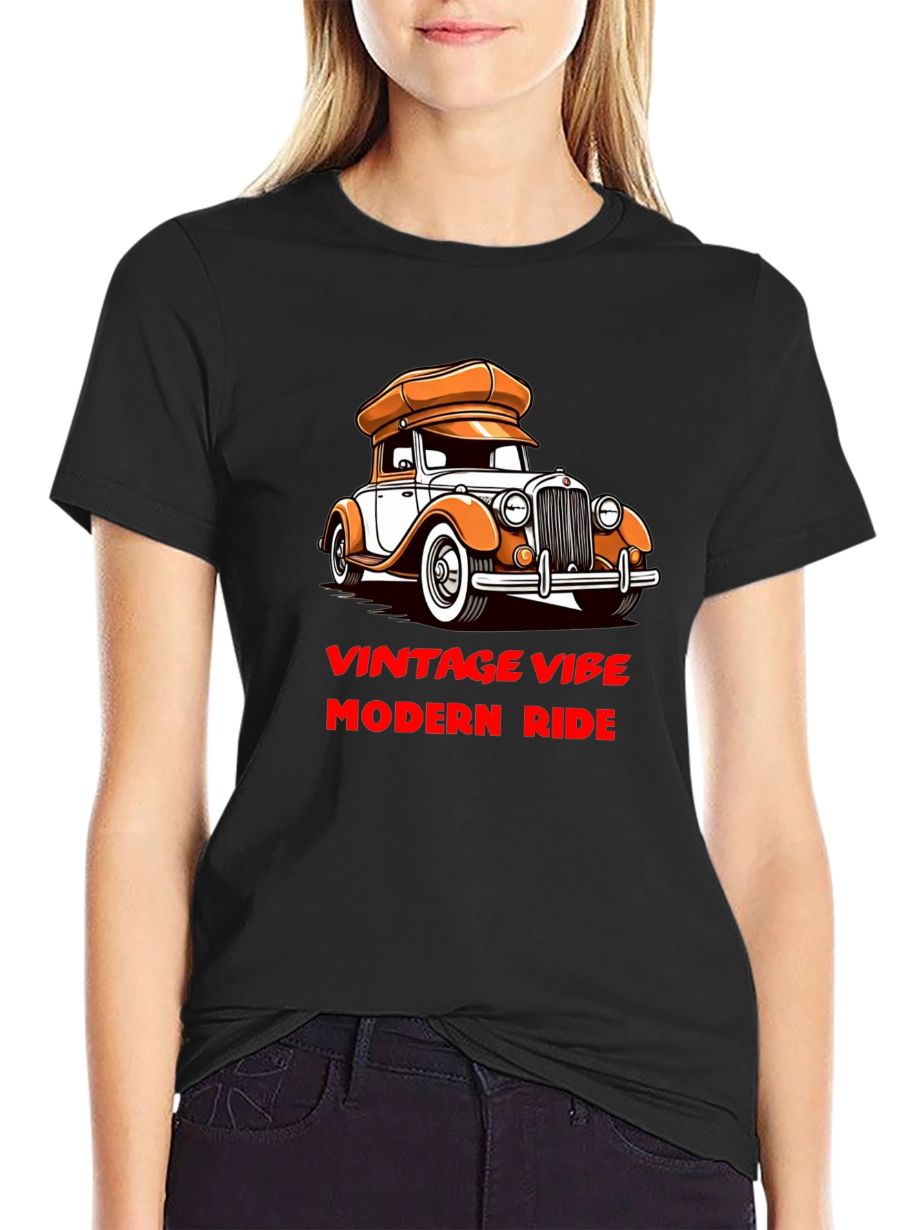 Black Vintage Car Graphic Tee - Modern Ride view 2