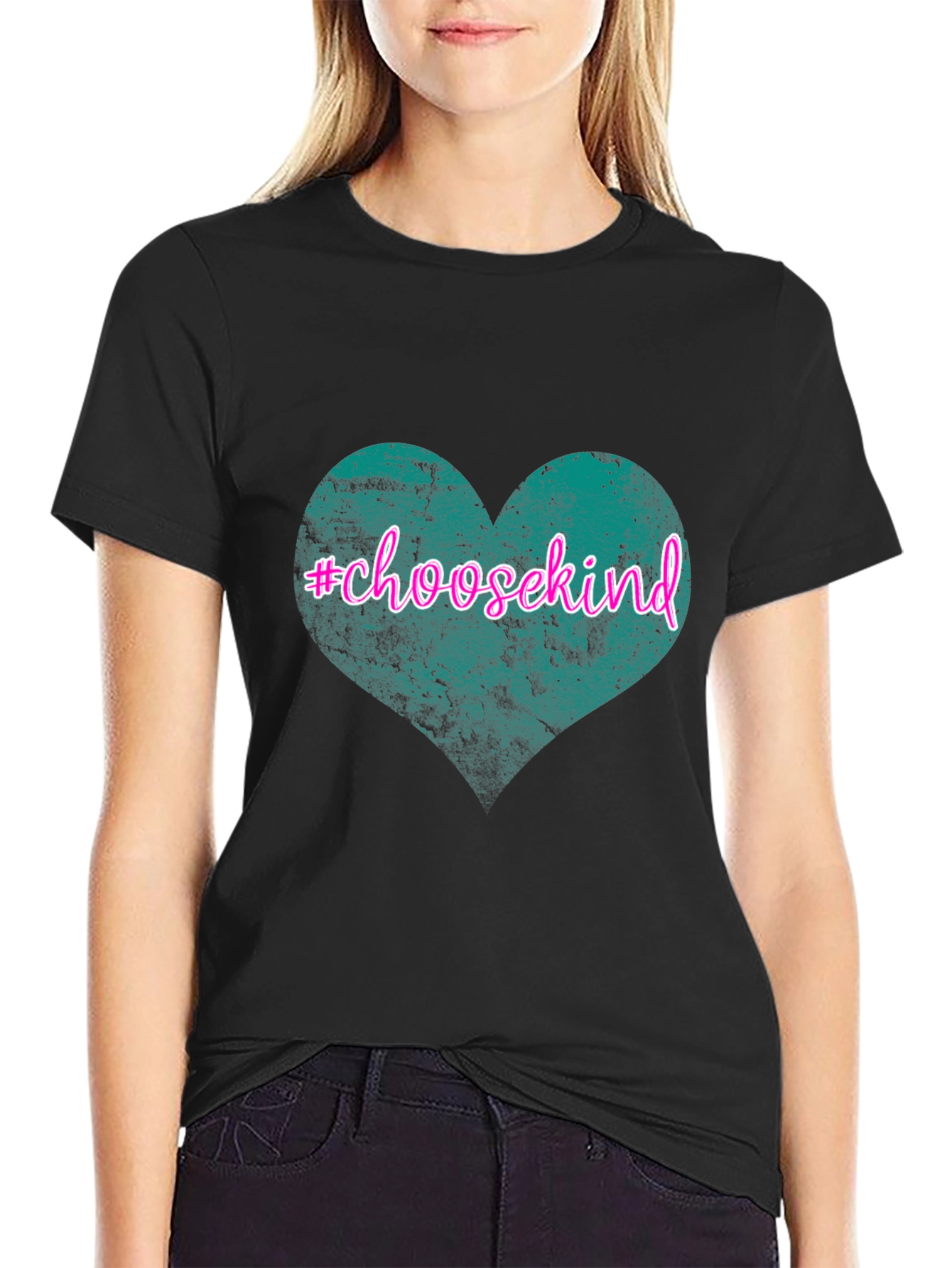 Black Choose Kind Heart Graphic Tee - Black Unisex Shirt view 2