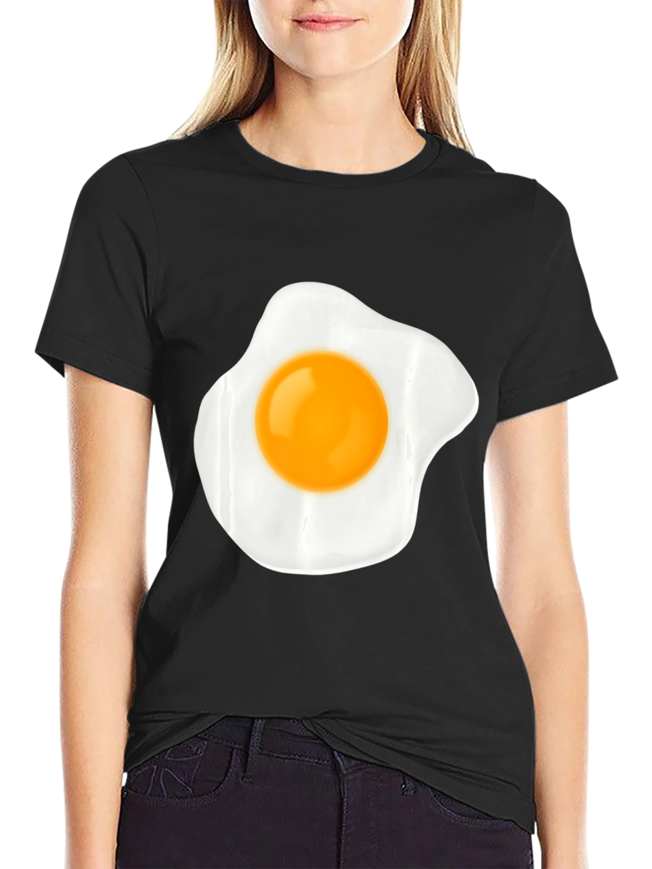 Black Fried Egg Graphic Tee - Unisex Casual Style view 2