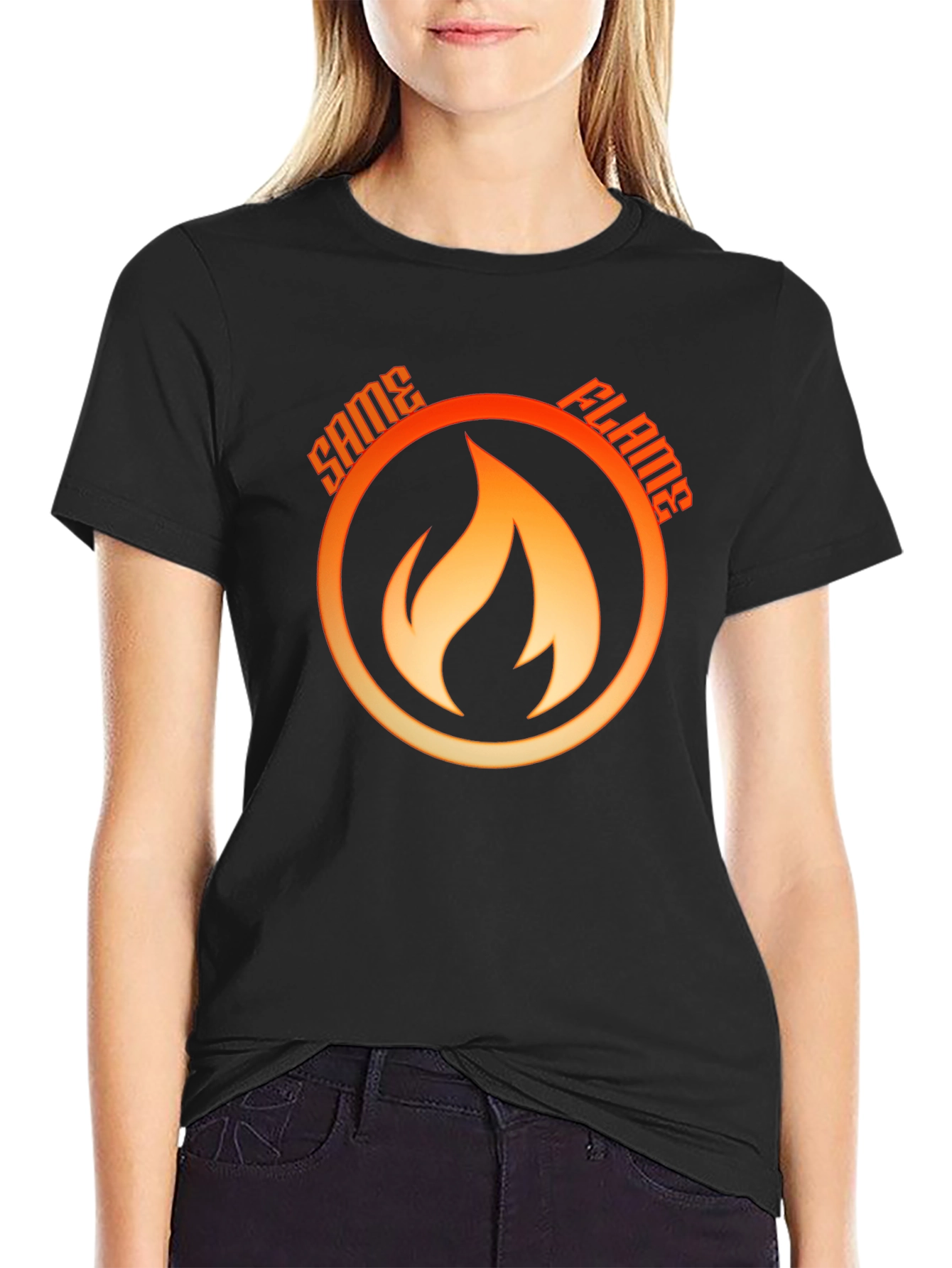Black Same Flame T-Shirt - Bold Graphic Tee view 2
