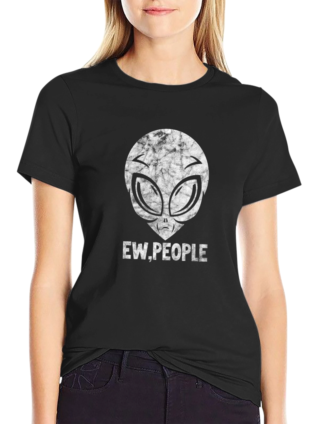 Black Ew People Alien Graphic Tee - Black Cotton Blend view 2